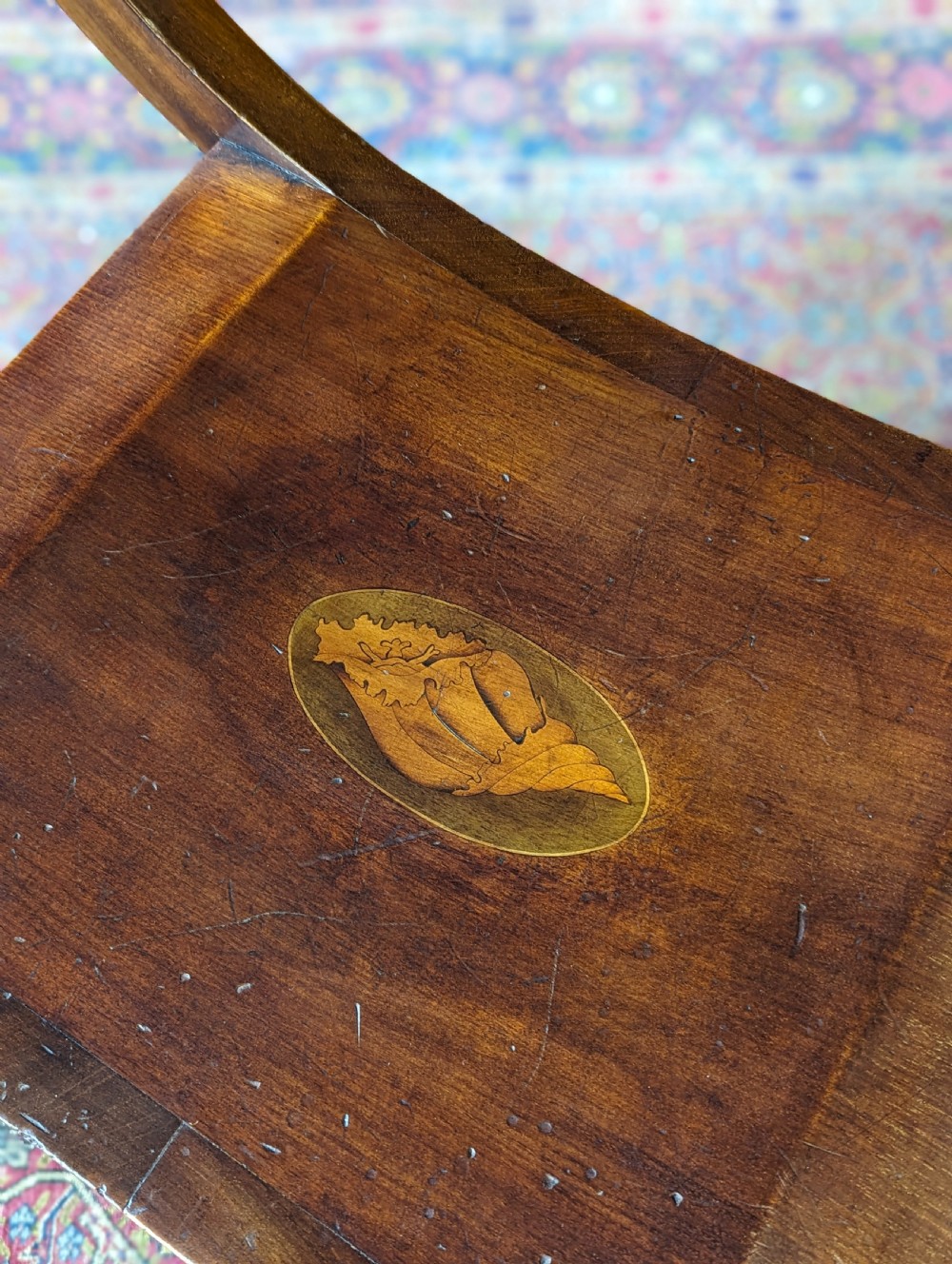 Antique Edwardian Inlaid Mahogany X-Frame Stool View IX
