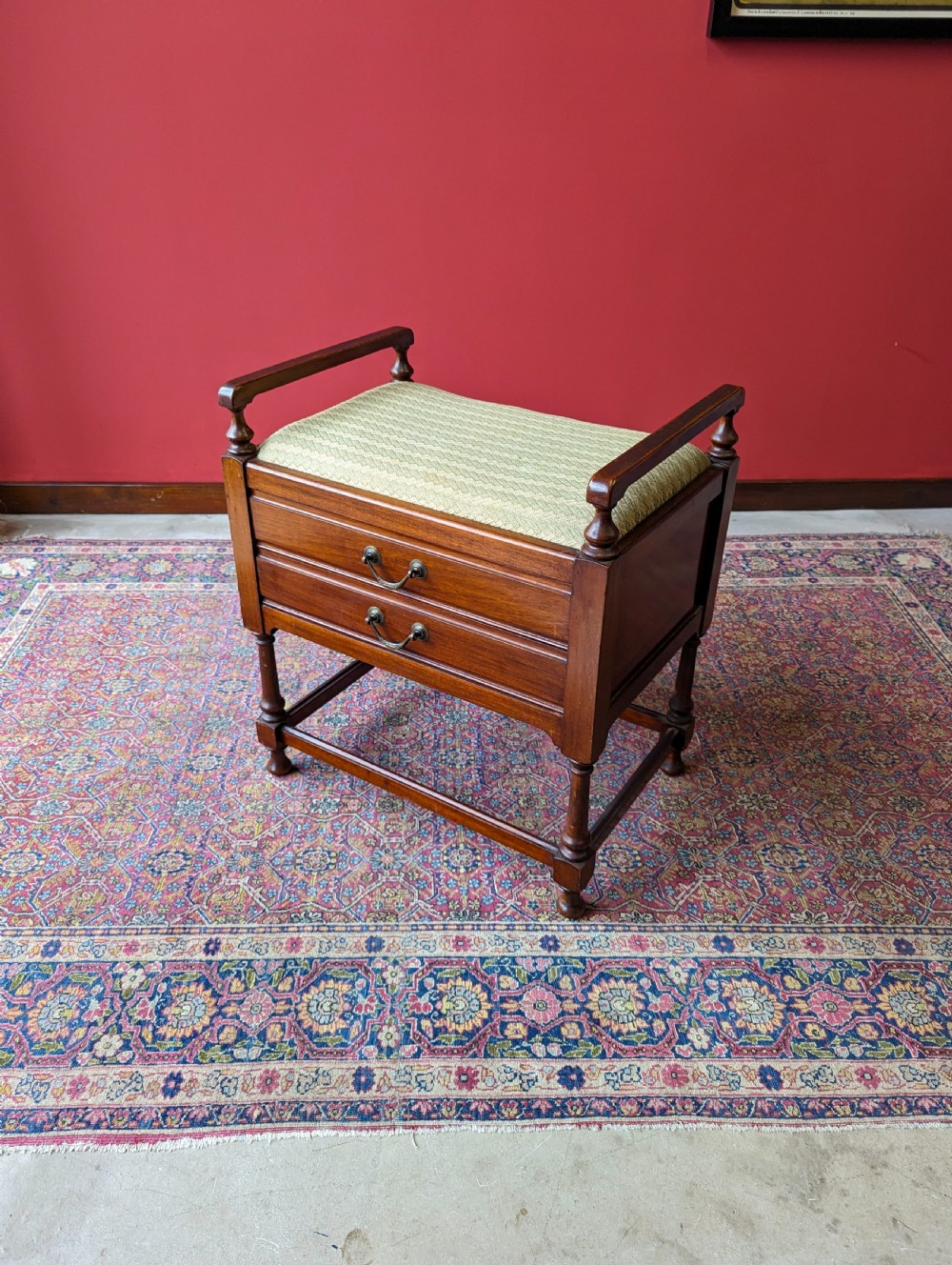 Antique Edwardian Mahogany Piano Stool with Music Cabinet Drawers View X
