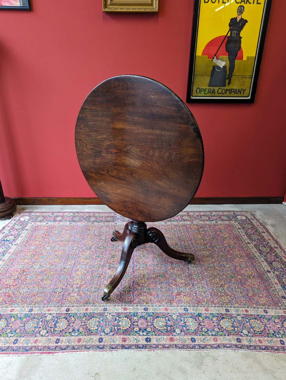 Antique Early Victorian Mahogany Tilt Top Occasional Table View II