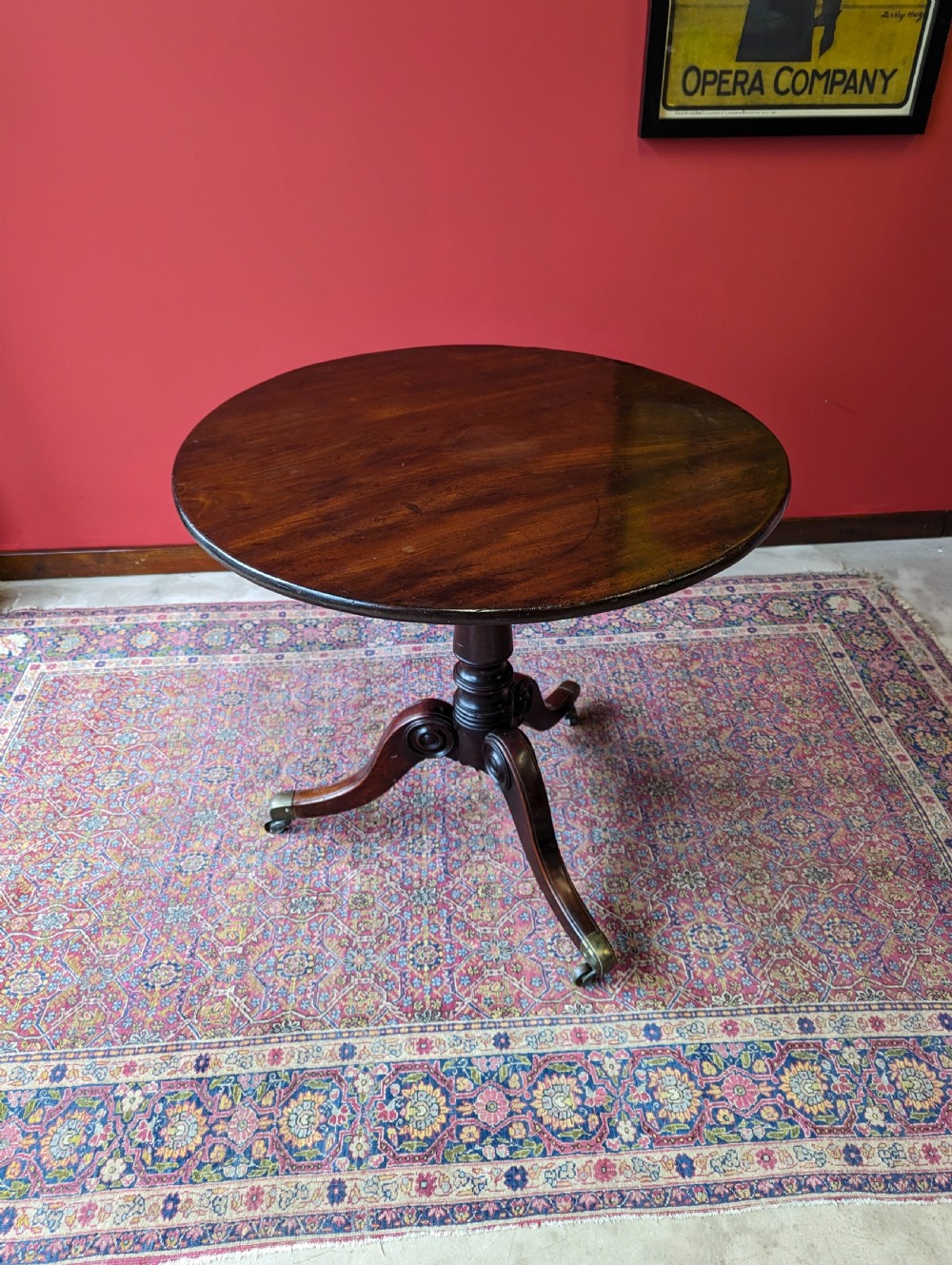 Antique Early Victorian Mahogany Tilt Top Occasional Table View IV