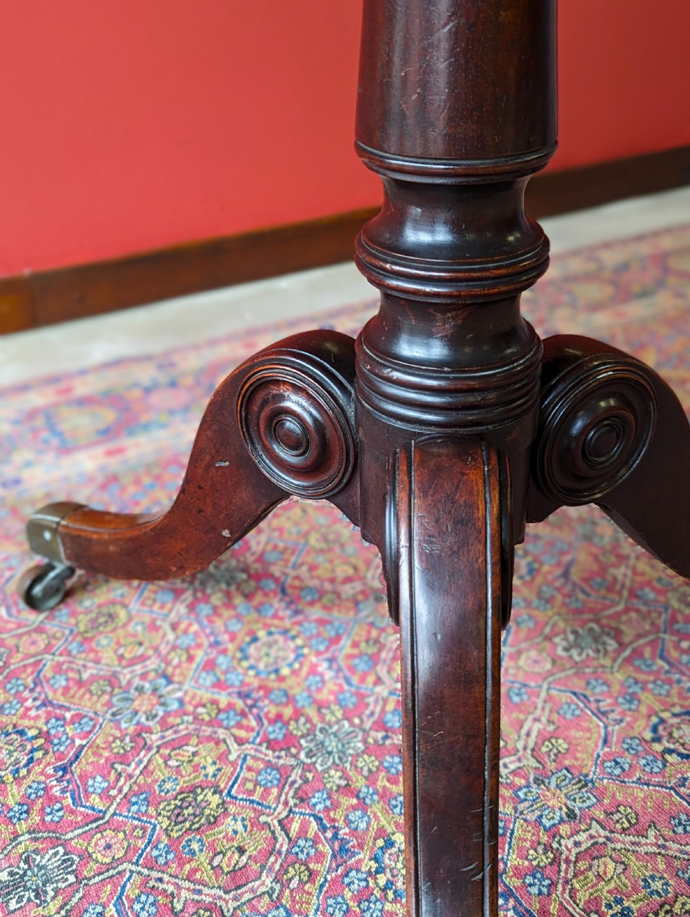 Antique Early Victorian Mahogany Tilt Top Occasional Table View V