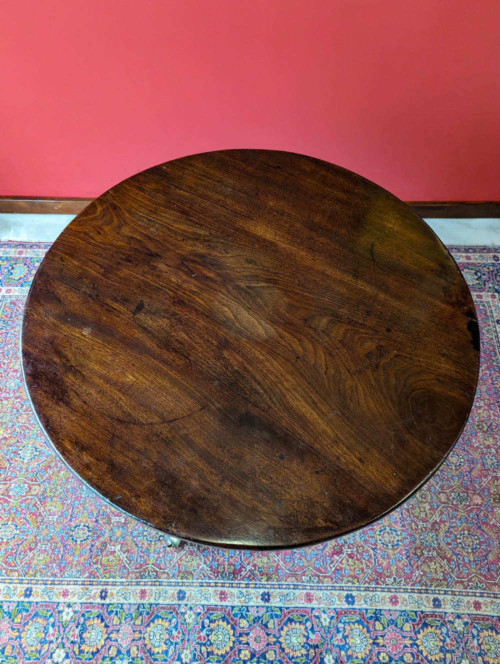 Antique Early Victorian Mahogany Tilt Top Occasional Table View VI