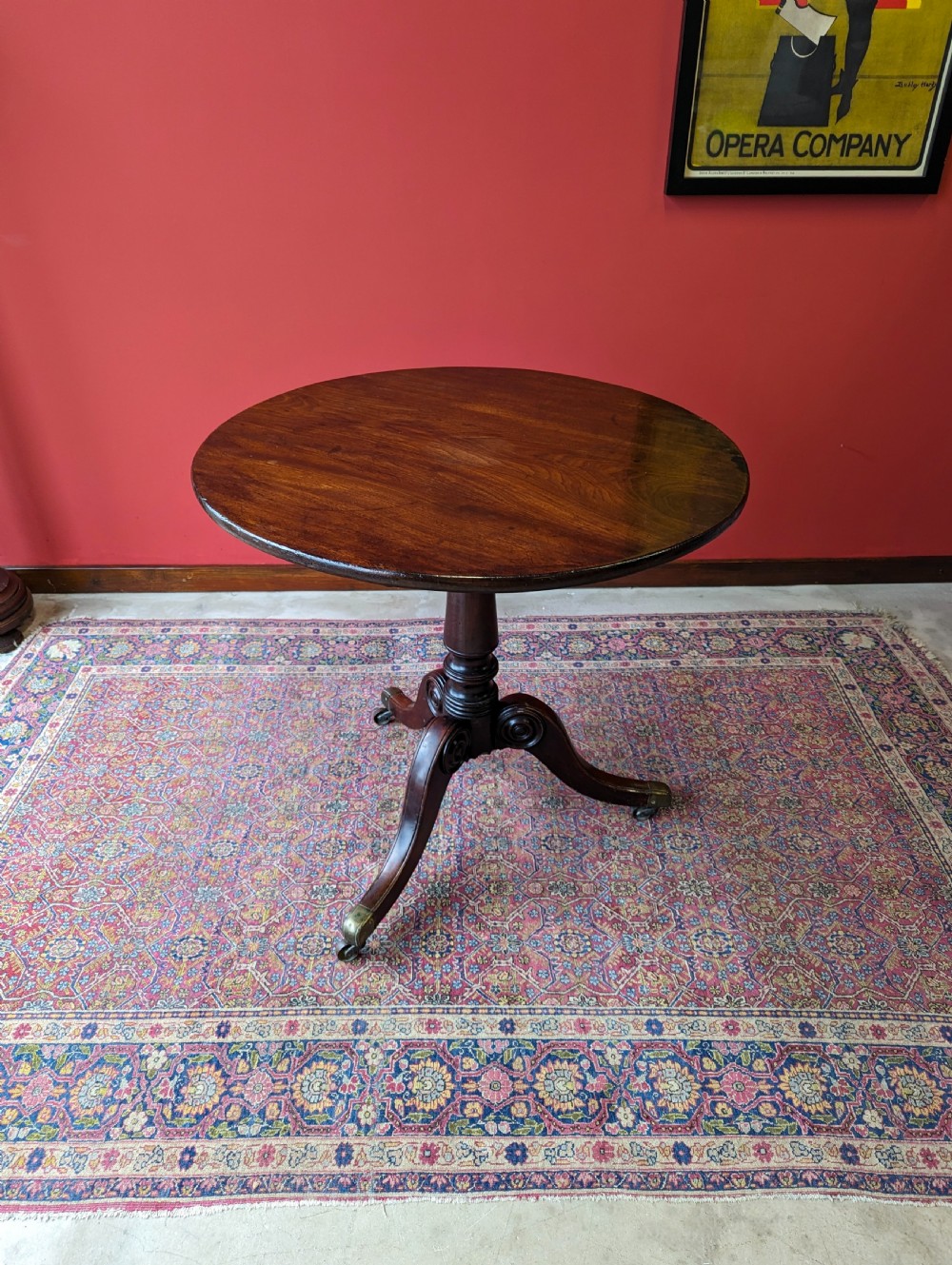 Antique Early Victorian Mahogany Tilt Top Occasional Table View VII