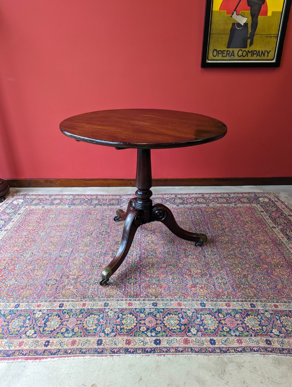 Antique Early Victorian Mahogany Tilt Top Occasional Table View X
