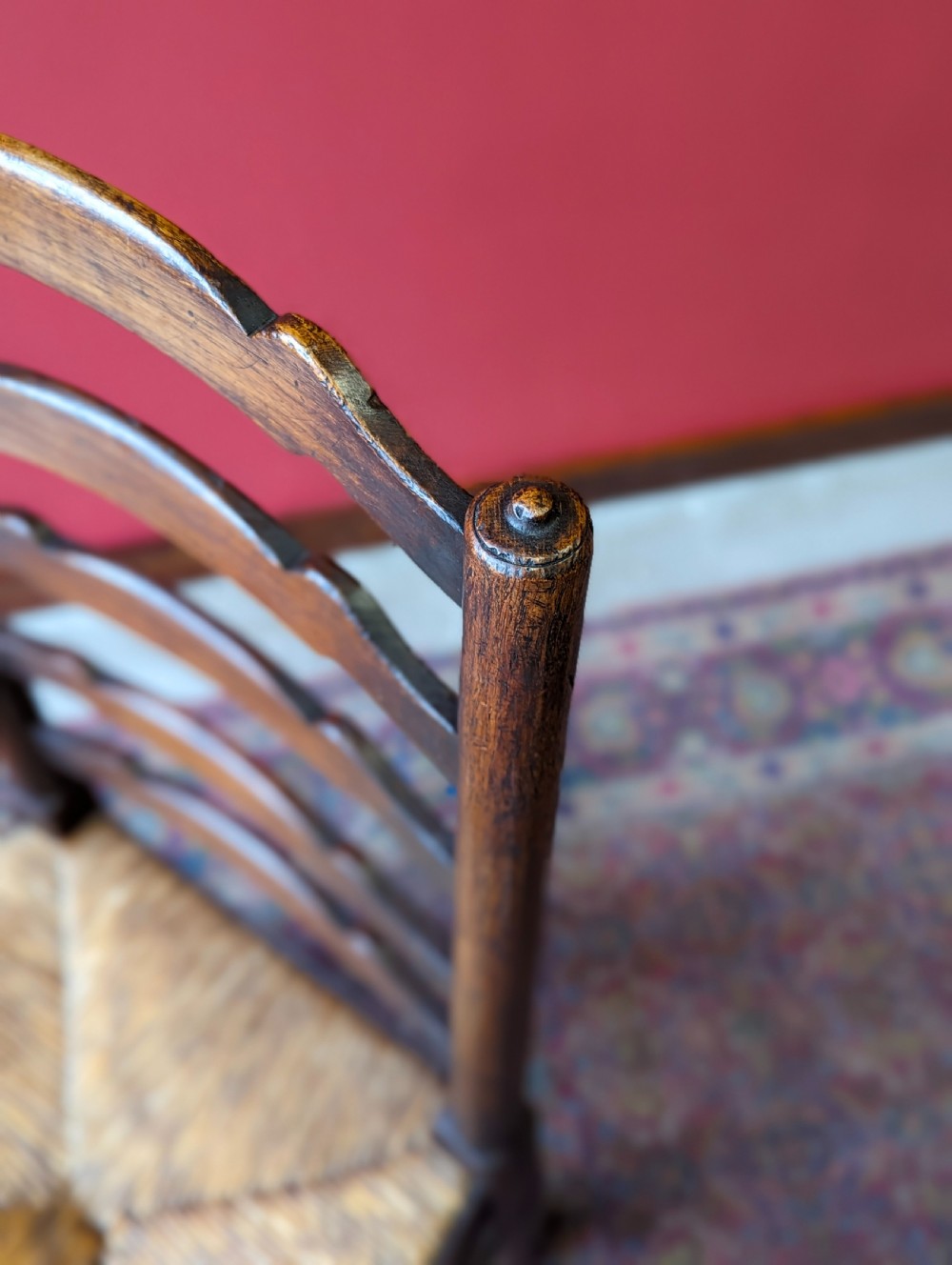 Antique Pair of Early 20th Century Elm Ladder Back Side Chairs View VIII