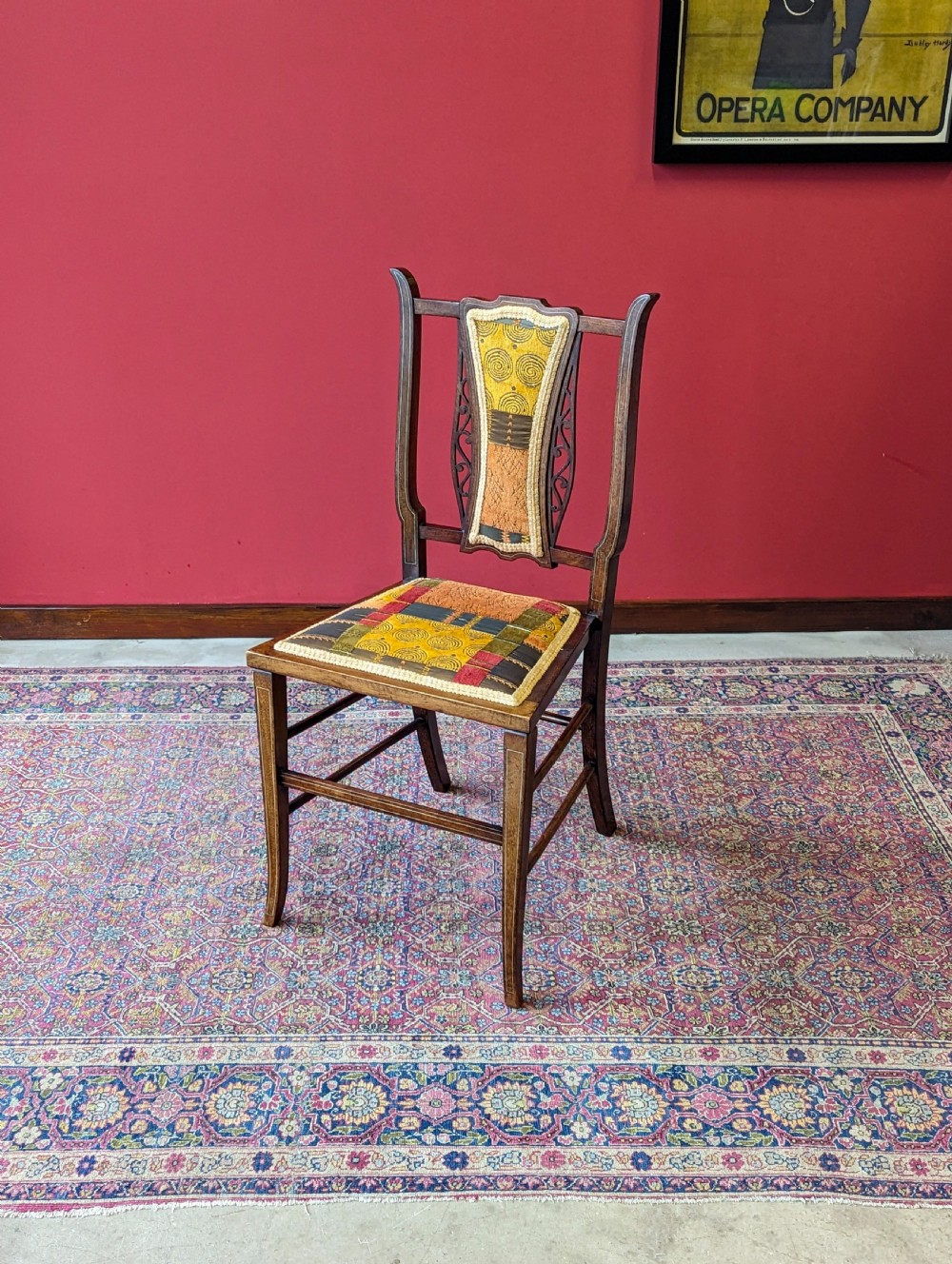 Antique Edwardian Arts & Crafts Inlaid Mahogany Parlour Chair View III