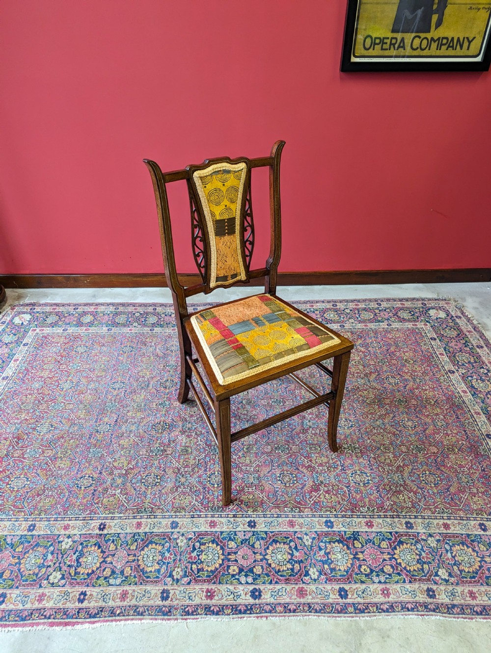 Antique Edwardian Arts & Crafts Inlaid Mahogany Parlour Chair View IX
