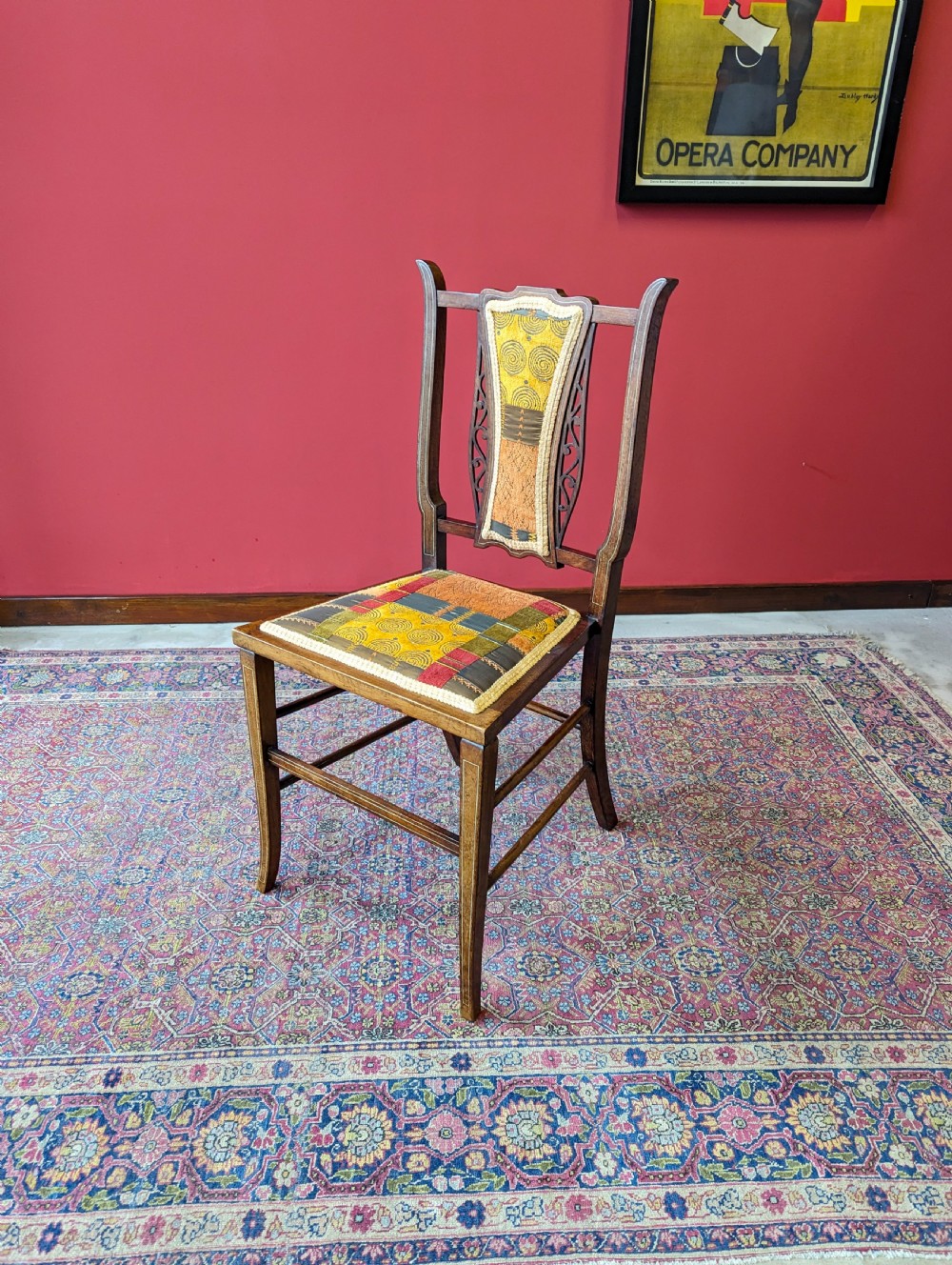 Antique Edwardian Arts & Crafts Inlaid Mahogany Parlour Chair View X