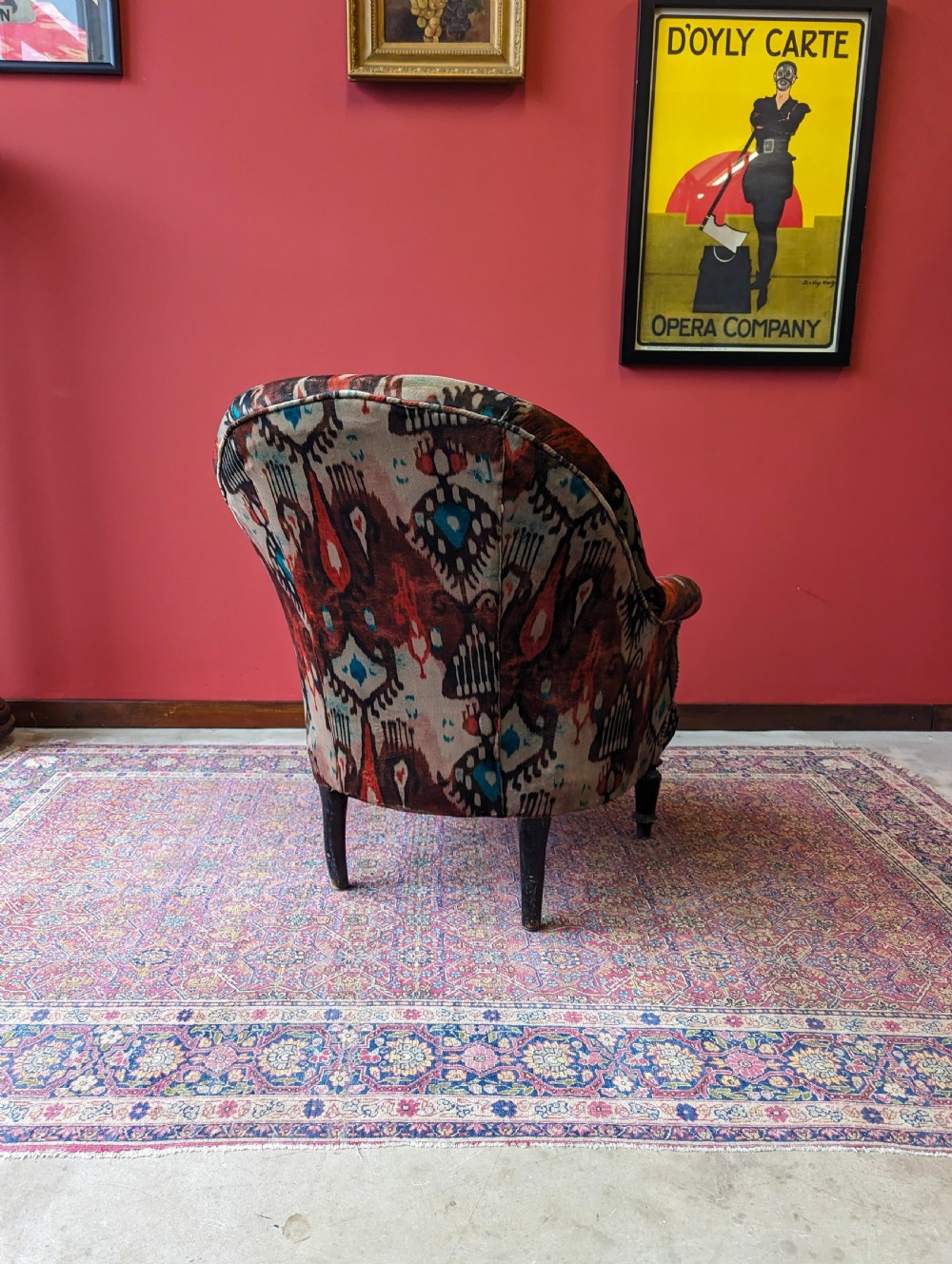 Antique Victorian Mahogany Upholstered Salon Armchair View VII