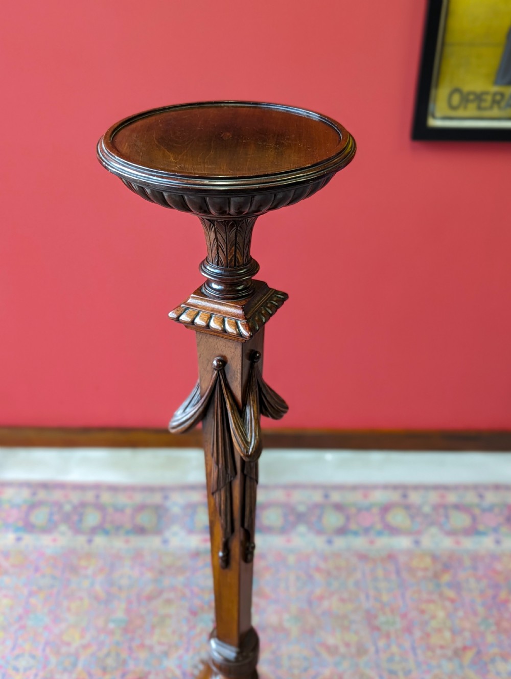 Antique Victorian Mahogany Ornately Carved Torchere View IV