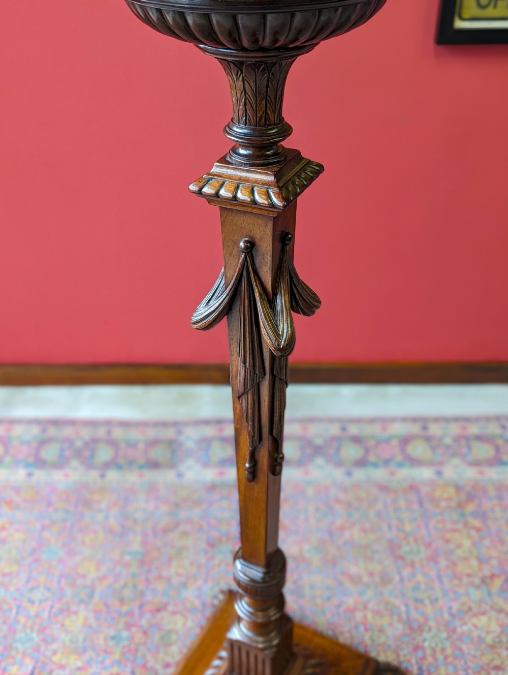 Antique Victorian Mahogany Ornately Carved Torchere View IX
