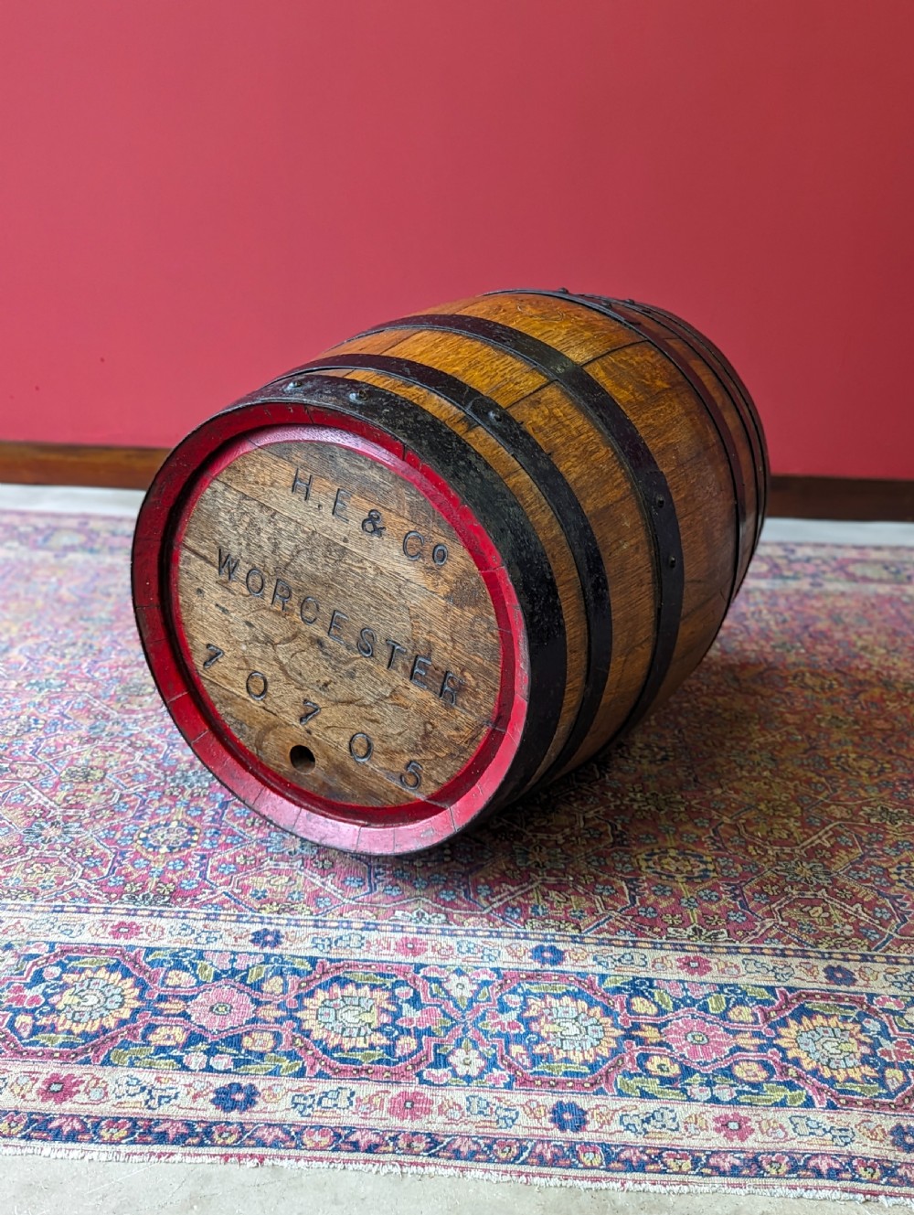 Antique Victorian Oak Barrel Side Table View II