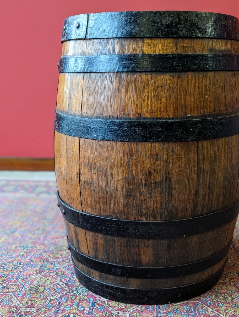 Antique Victorian Oak Barrel Side Table View III