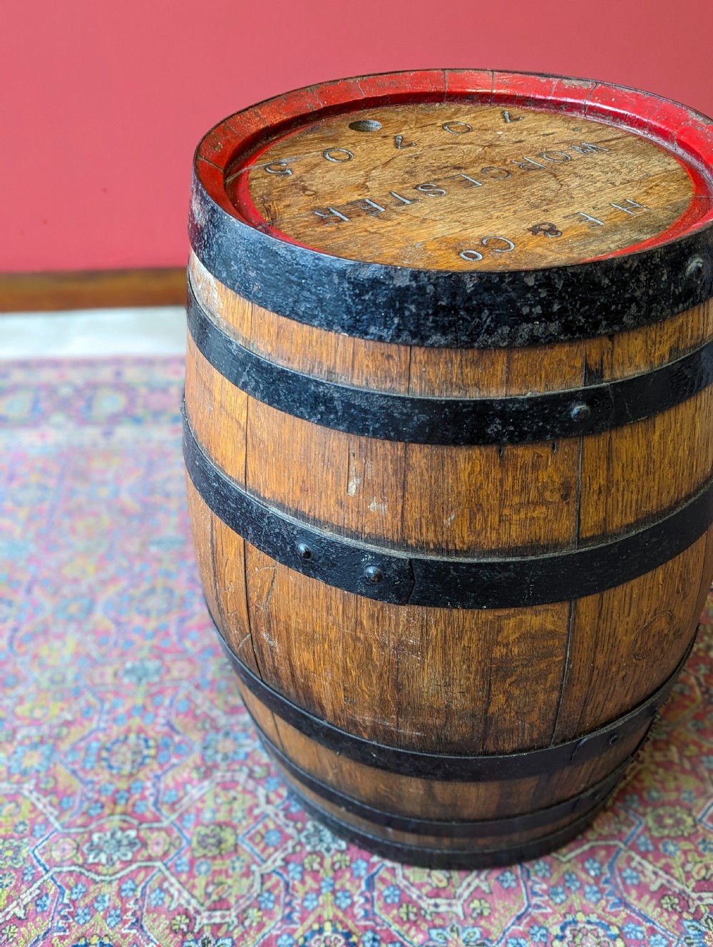 Antique Victorian Oak Barrel Side Table View IV