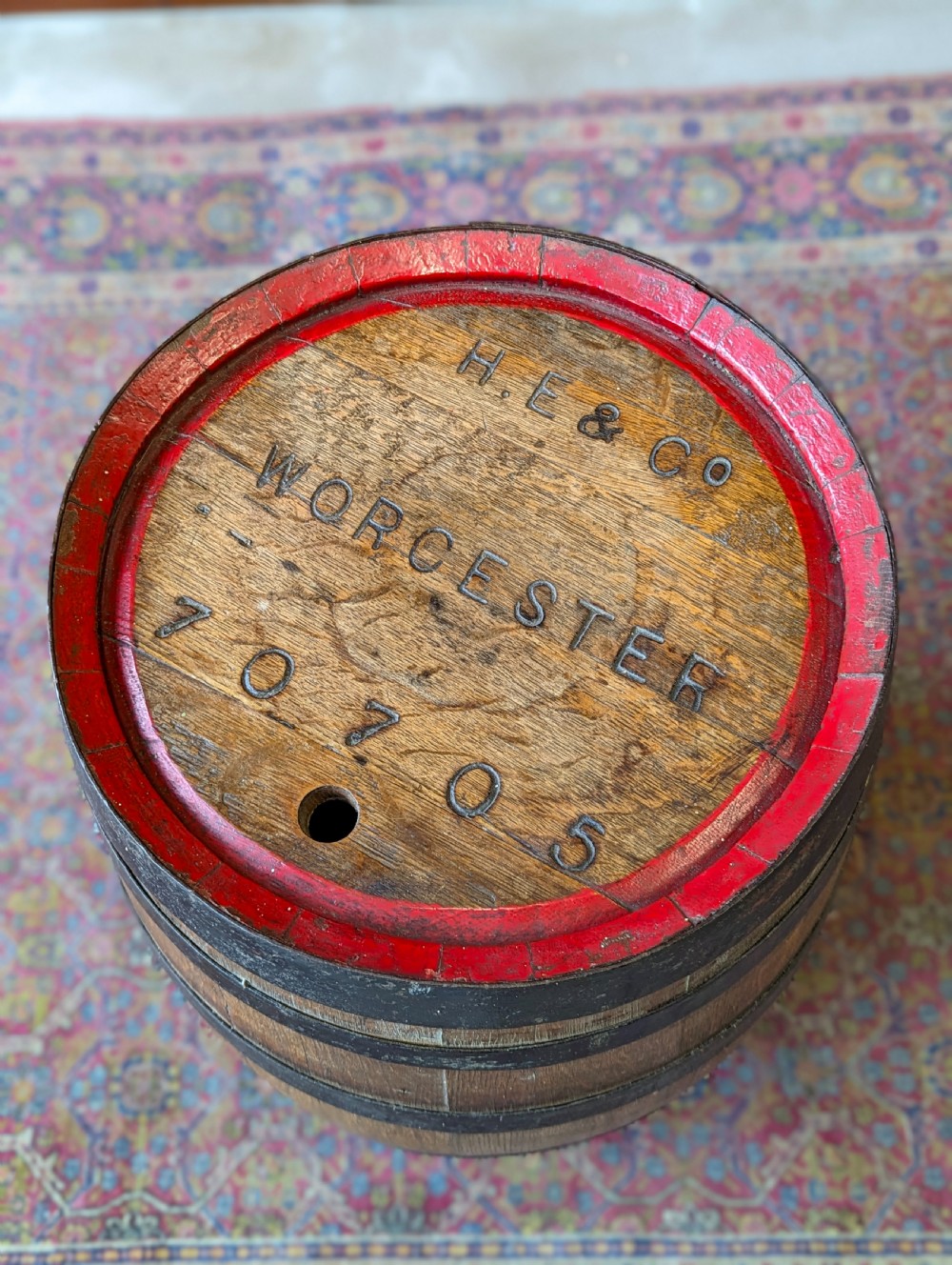 Antique Victorian Oak Barrel Side Table View V