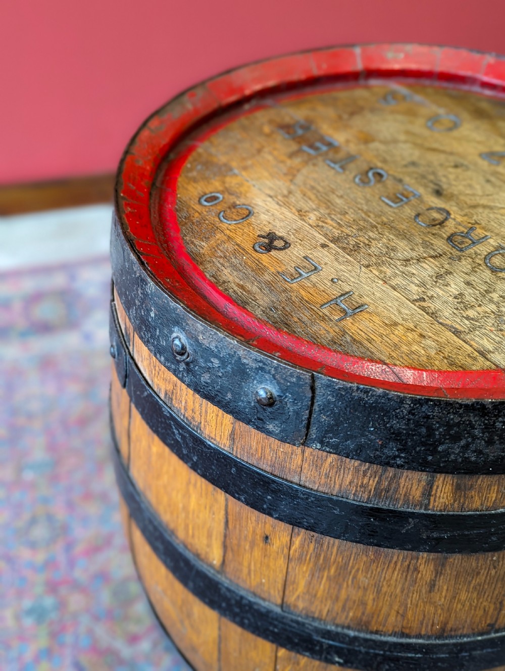 Antique Victorian Oak Barrel Side Table View VII