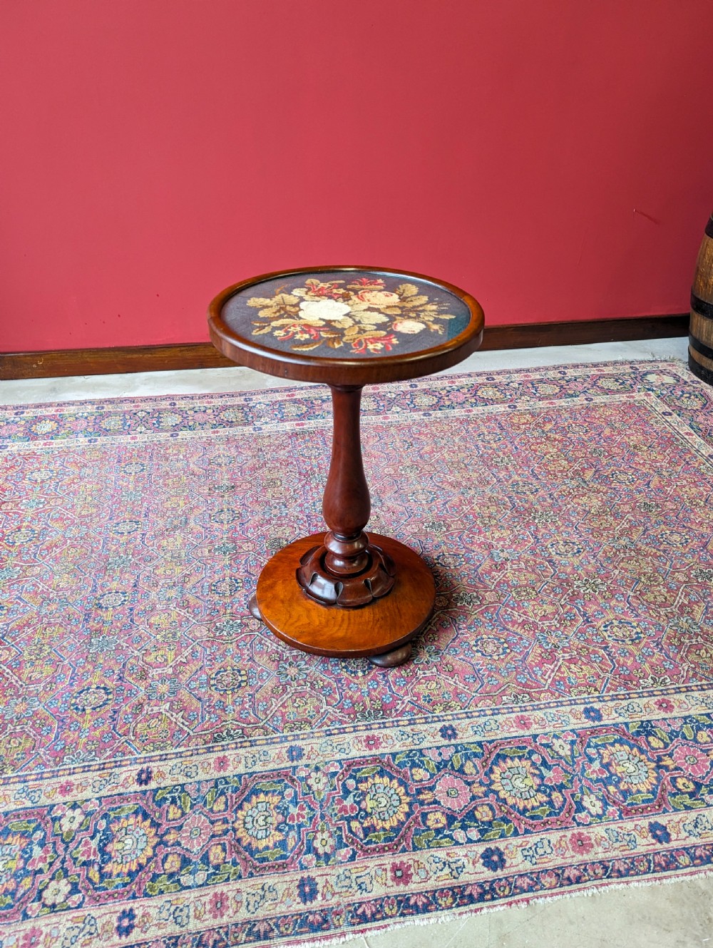 Antique William IV Mahogany Tapestry Wine Table View III