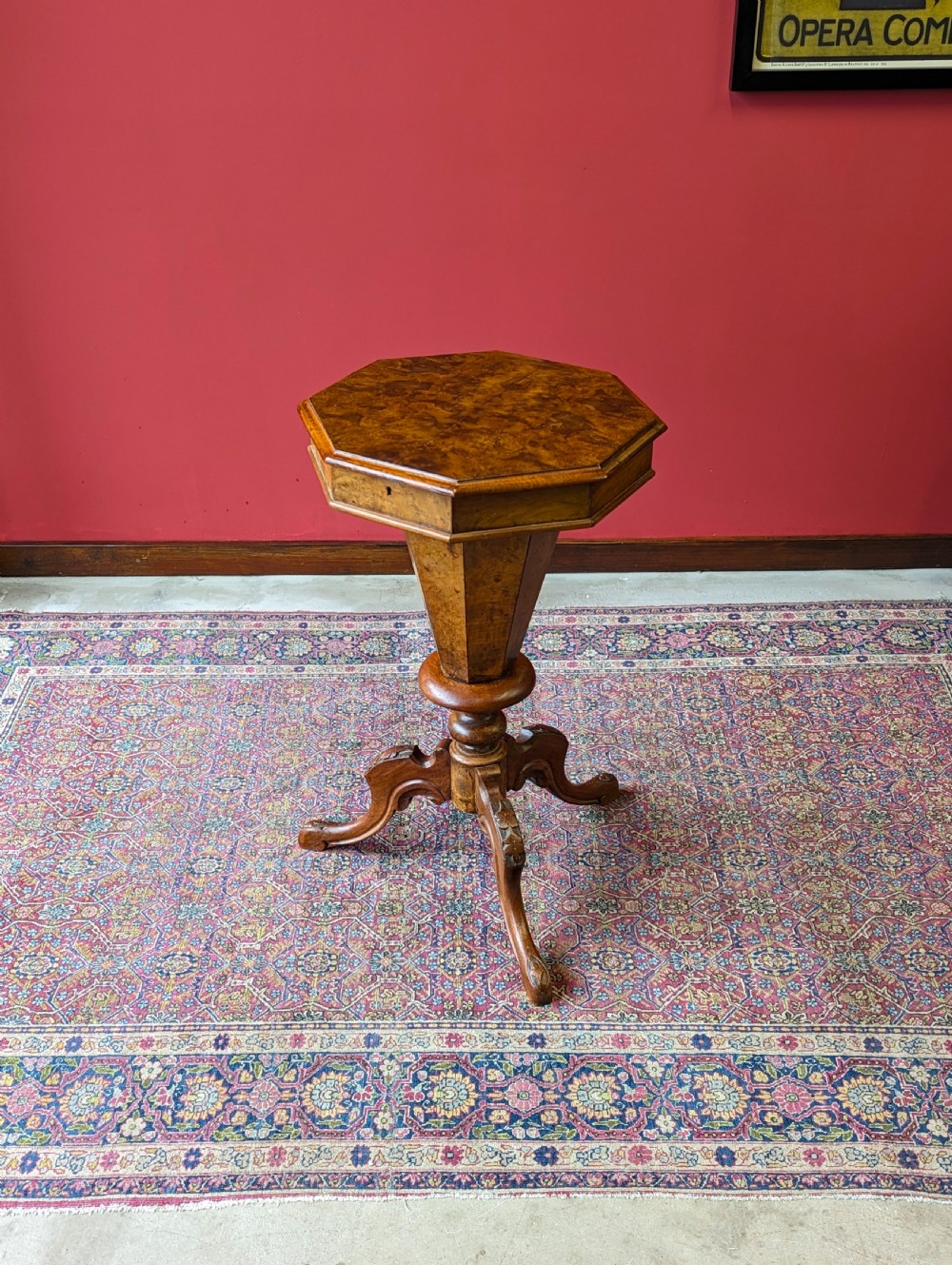 Antique Victorian Burr Walnut Sewing Table