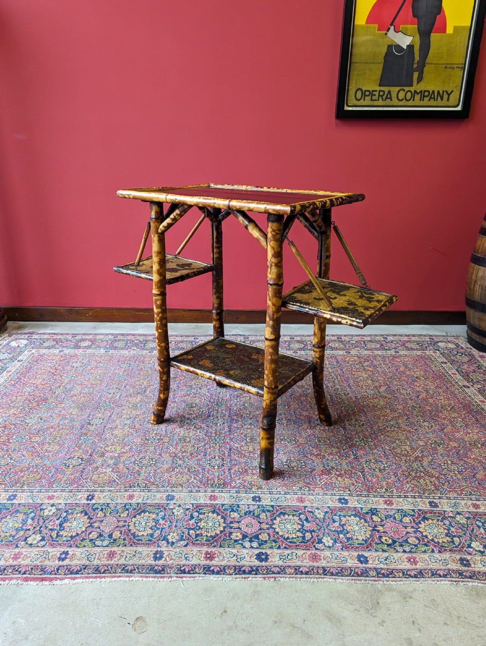 Antique Victorian Bamboo Original Lacquer Extending Side Table