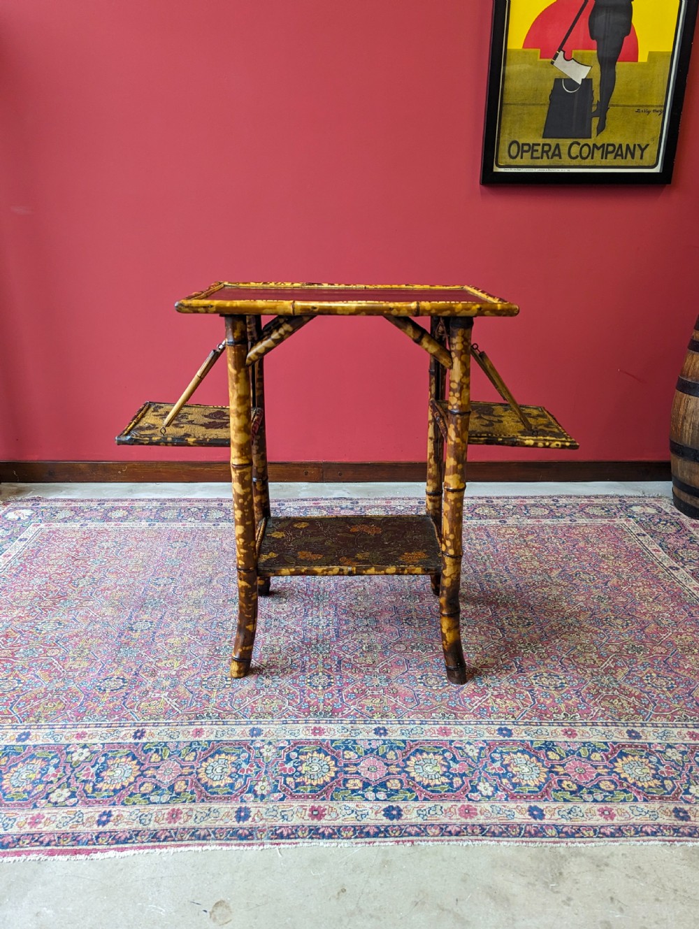 Antique Victorian Bamboo Original Lacquer Extending Side Table View II