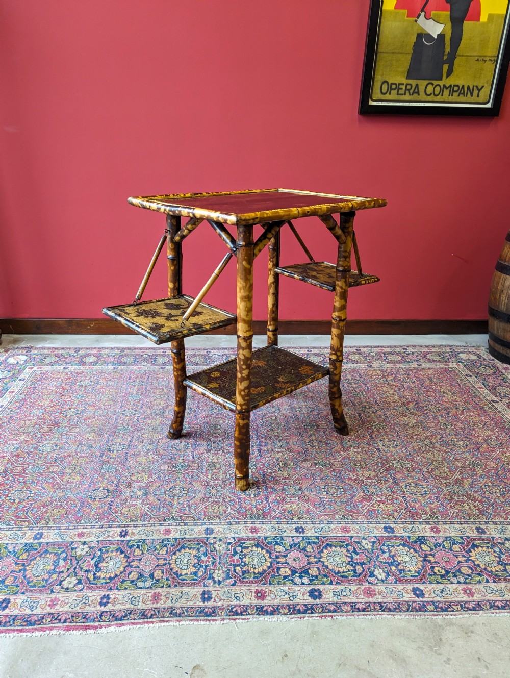 Antique Victorian Bamboo Original Lacquer Extending Side Table View III