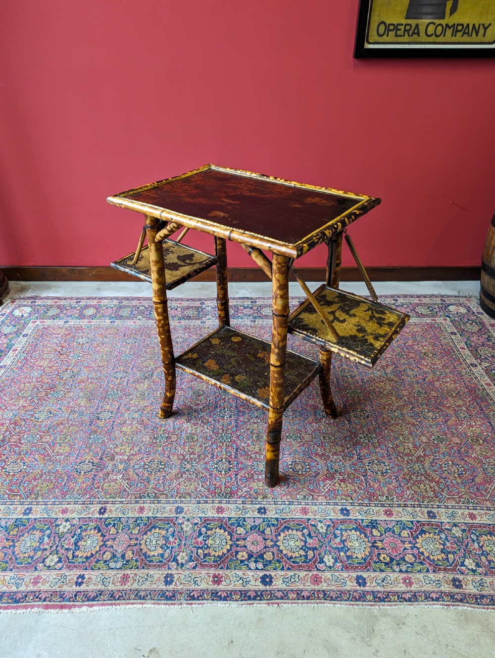 Antique Victorian Bamboo Original Lacquer Extending Side Table View VII