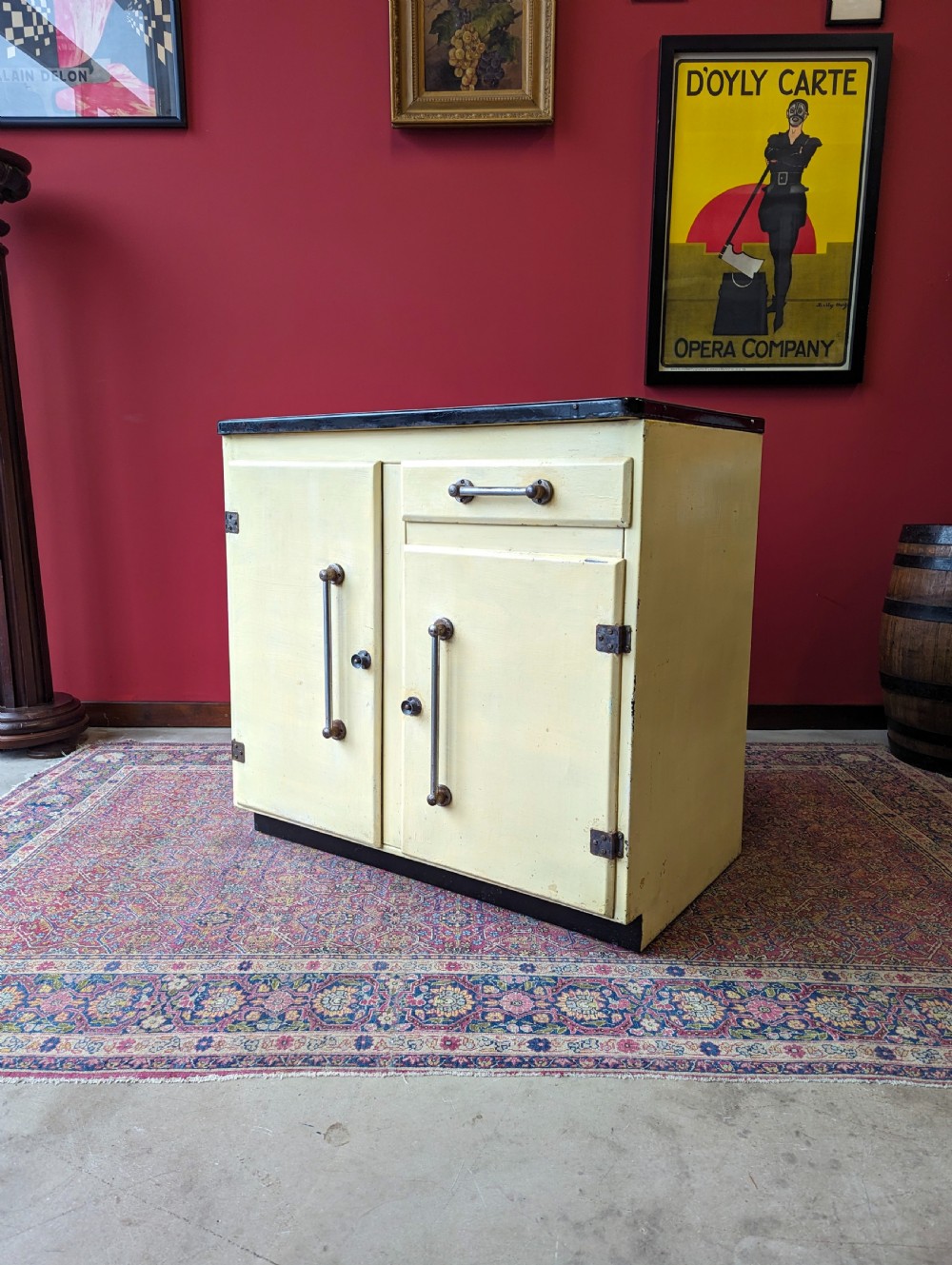Antique Early 20th Century Enamel Topped Kitchen Cupboard  View IV