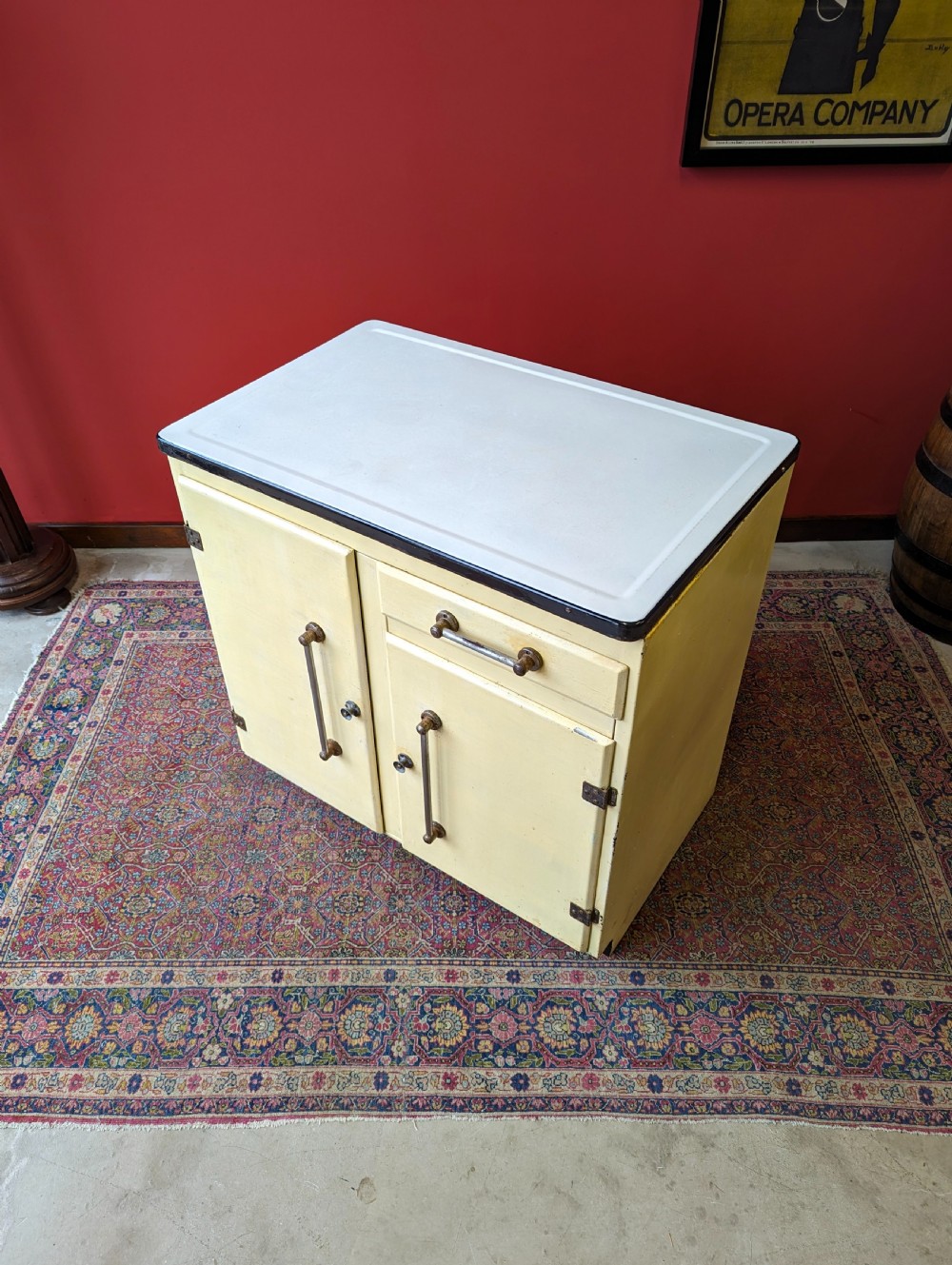 Antique Early 20th Century Enamel Topped Kitchen Cupboard  View IX