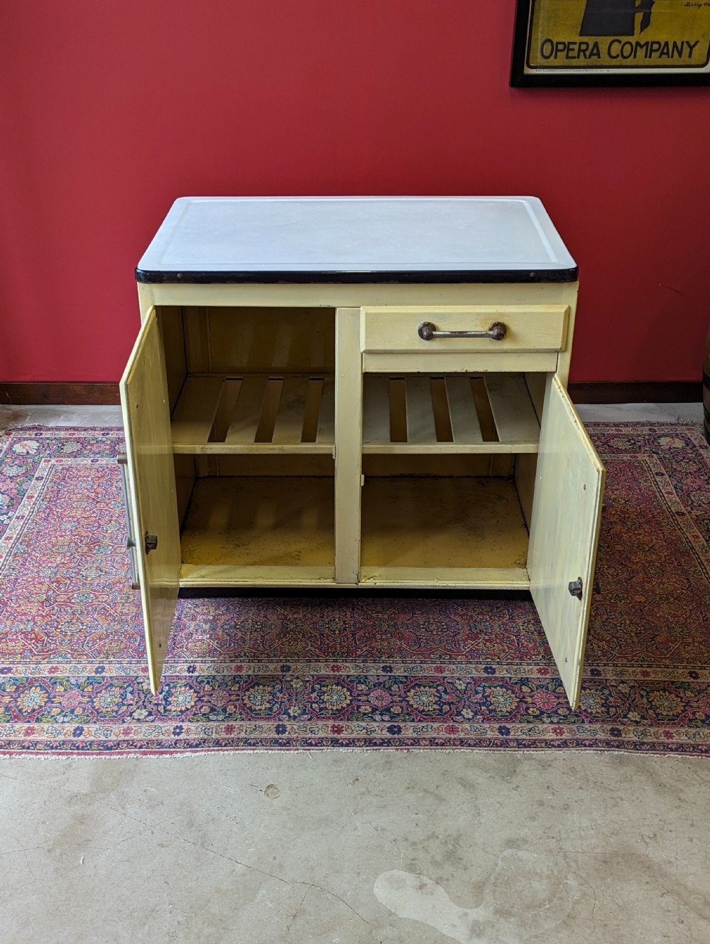 Antique Early 20th Century Enamel Topped Kitchen Cupboard  View X