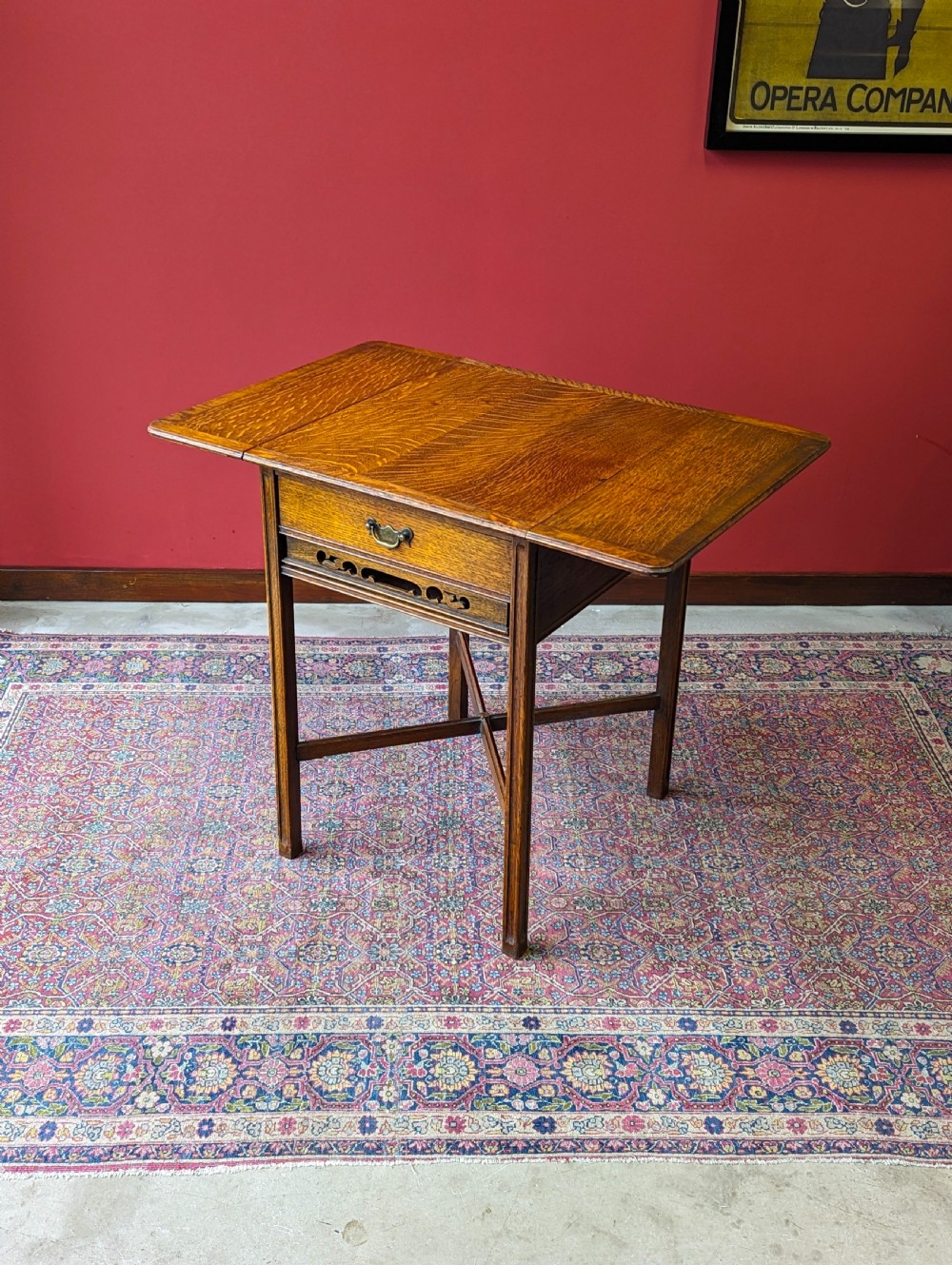 Antique Early 20th Century Golden Oak Pembroke Side Table