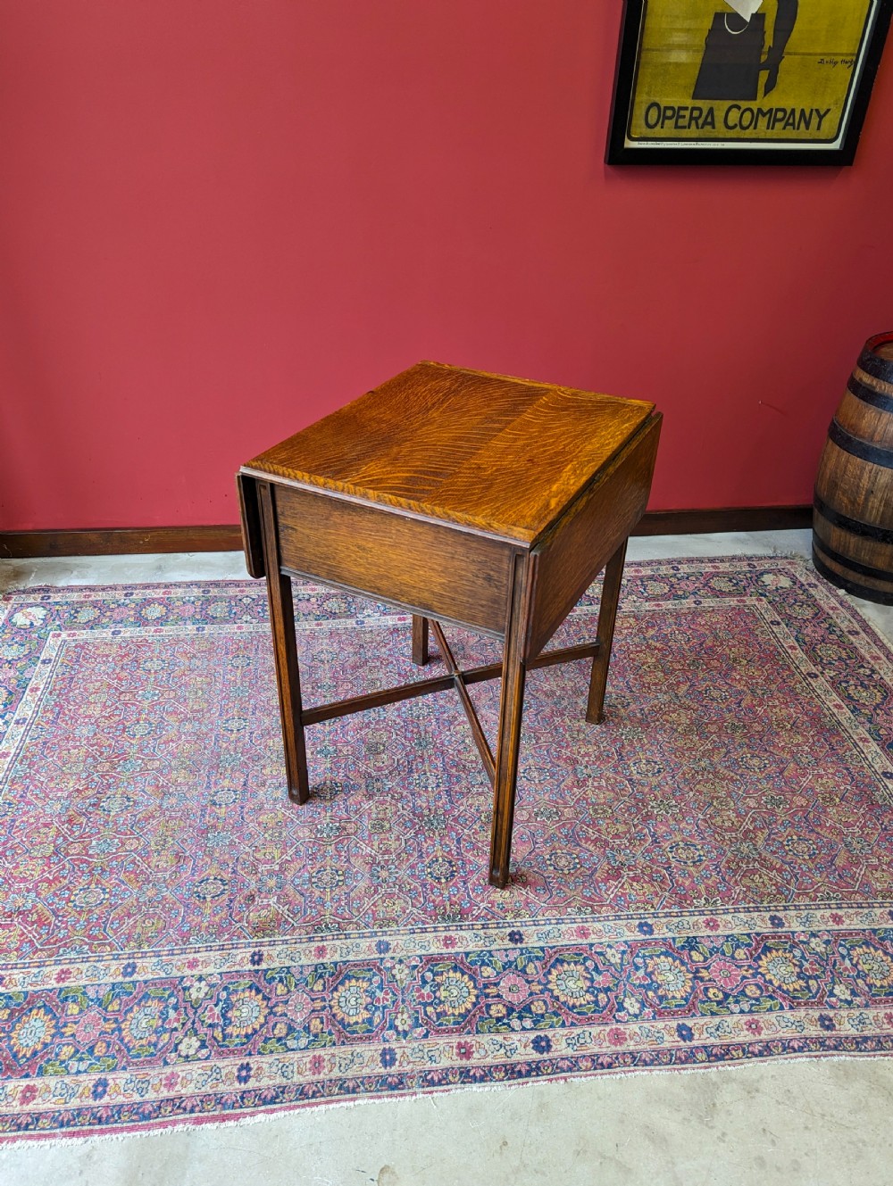 Antique Early 20th Century Golden Oak Pembroke Side Table View IX