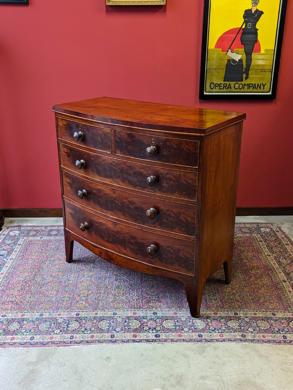 Antique Victorian Mahogany Bow Front Chest of Drawers