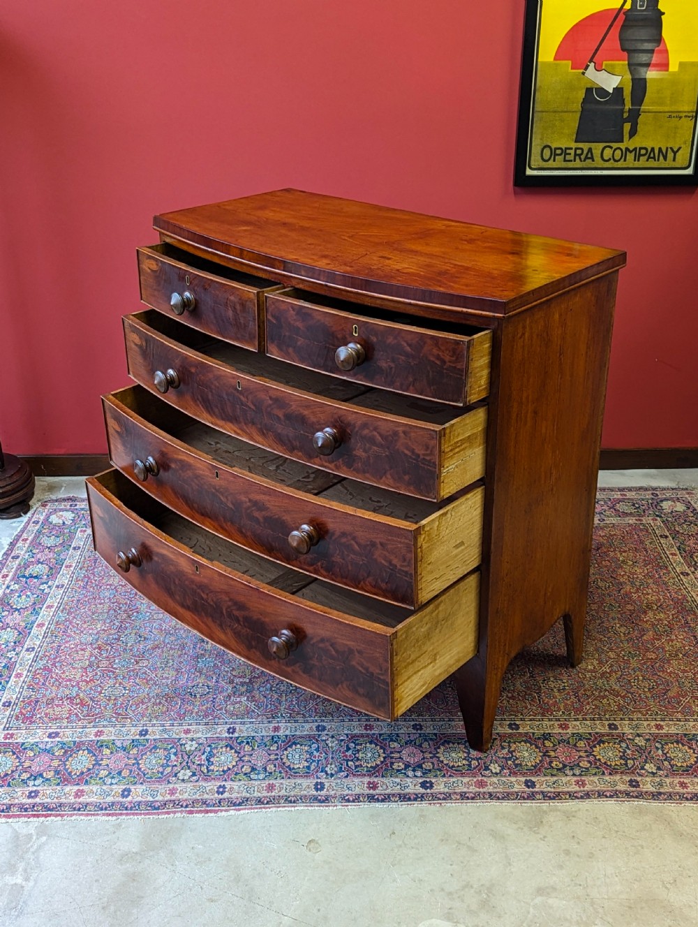 Antique Victorian Mahogany Bow Front Chest of Drawers View IV