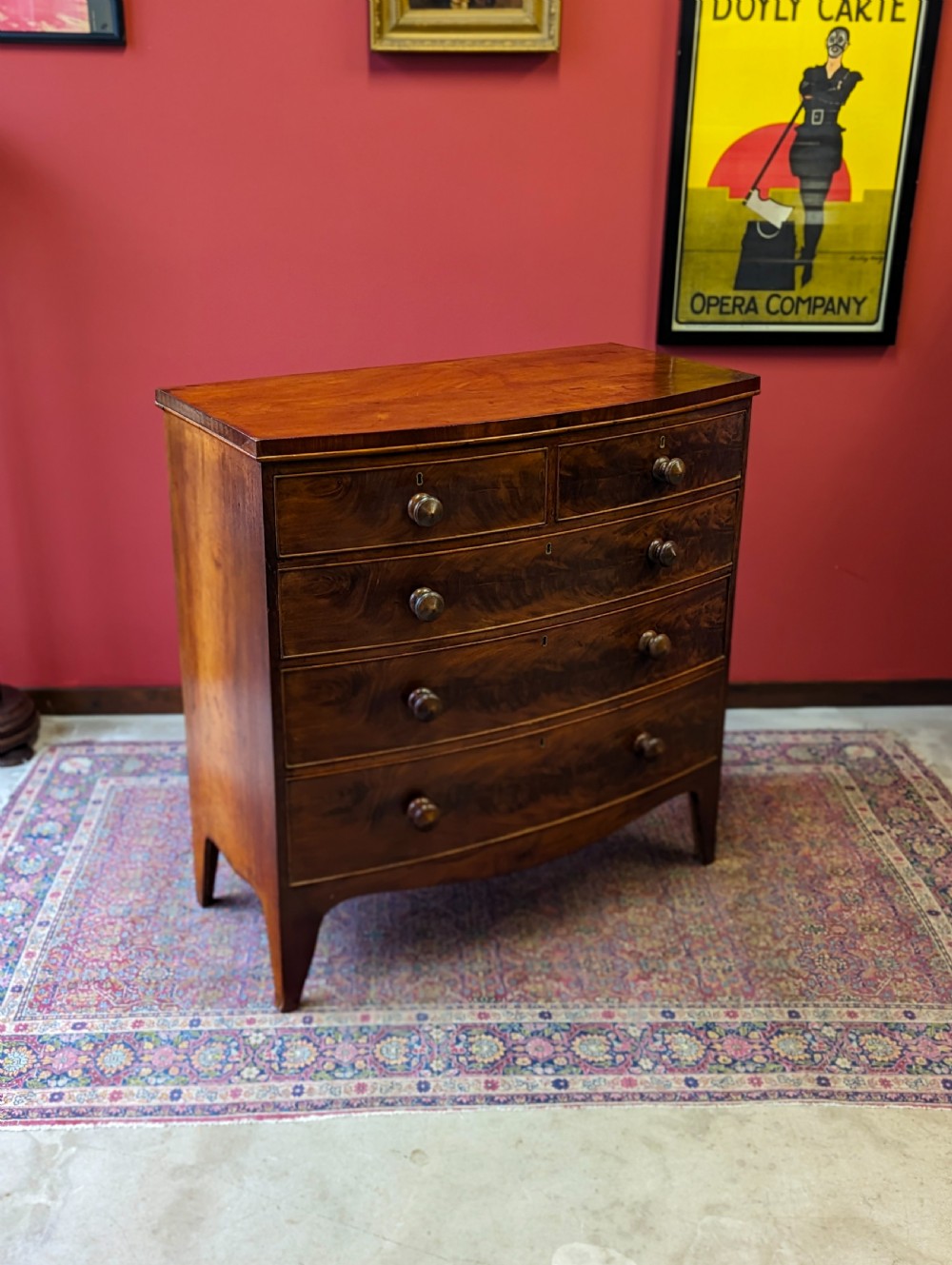 Antique Victorian Mahogany Bow Front Chest of Drawers View VIII