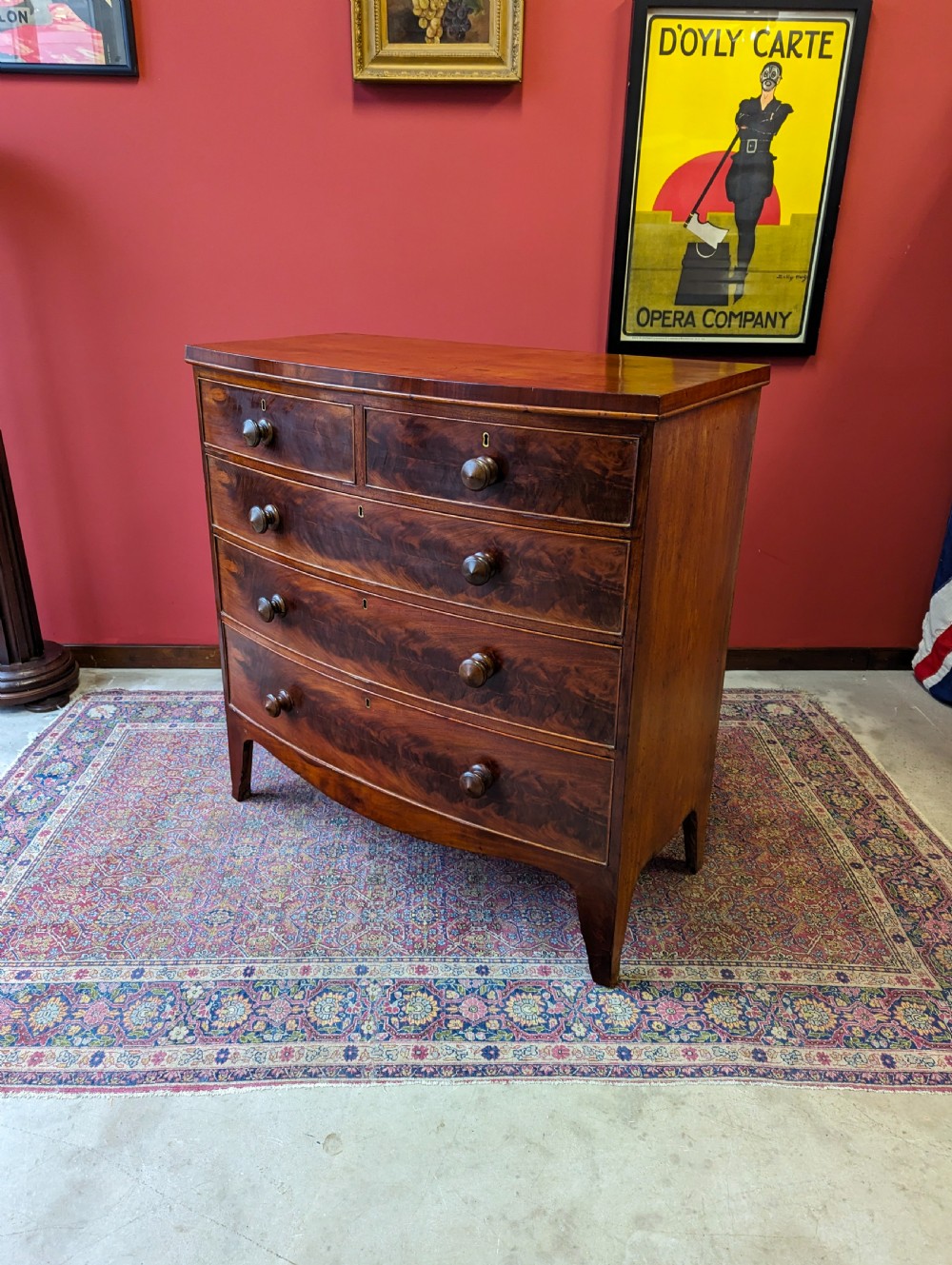 Antique Victorian Mahogany Bow Front Chest of Drawers View X