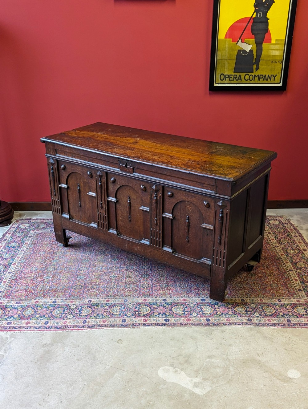 Antique Georgian Carved Oak Coffer