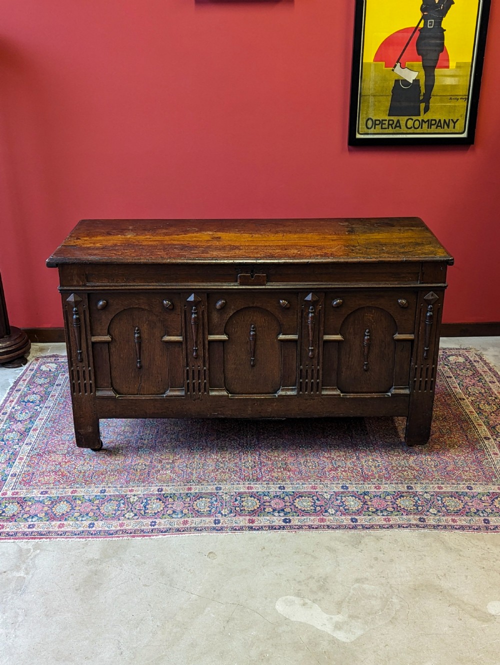 Antique Georgian Carved Oak Coffer View II
