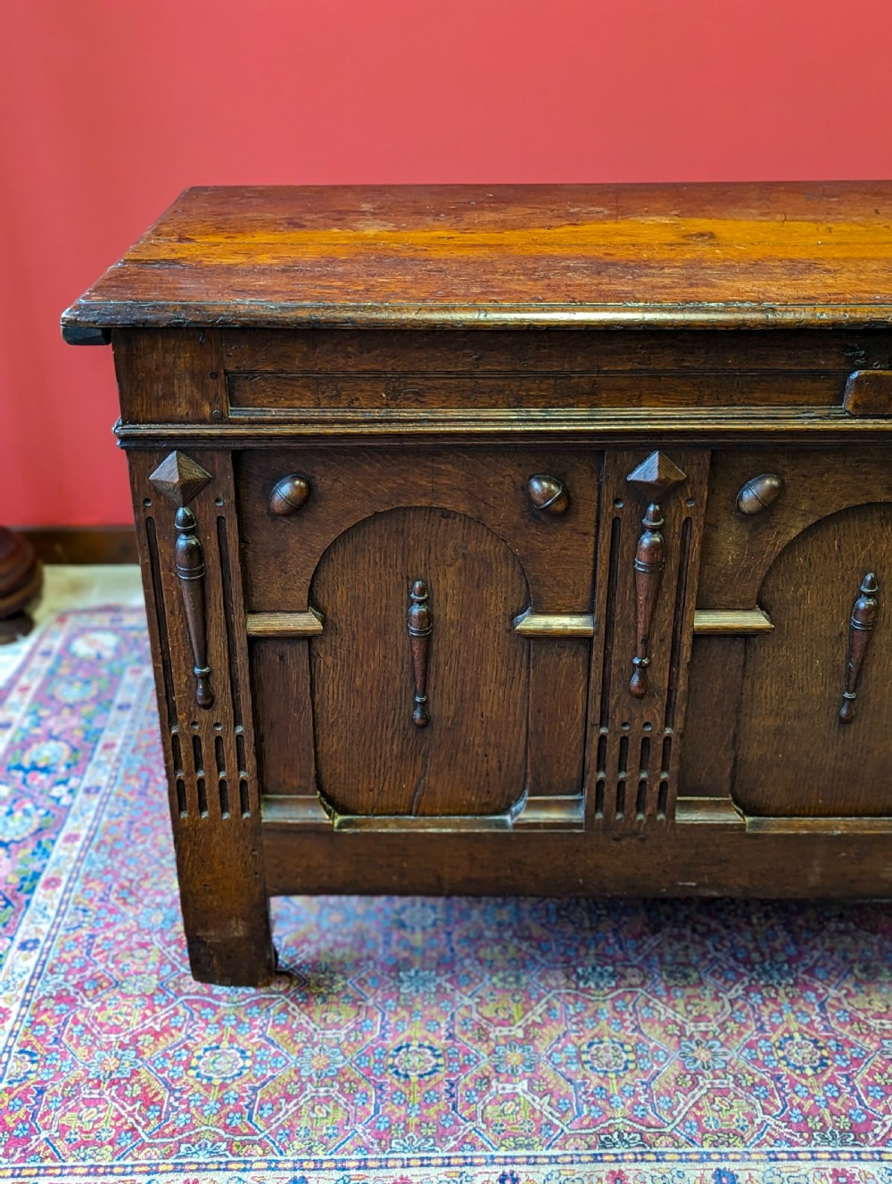 Antique Georgian Carved Oak Coffer View VI