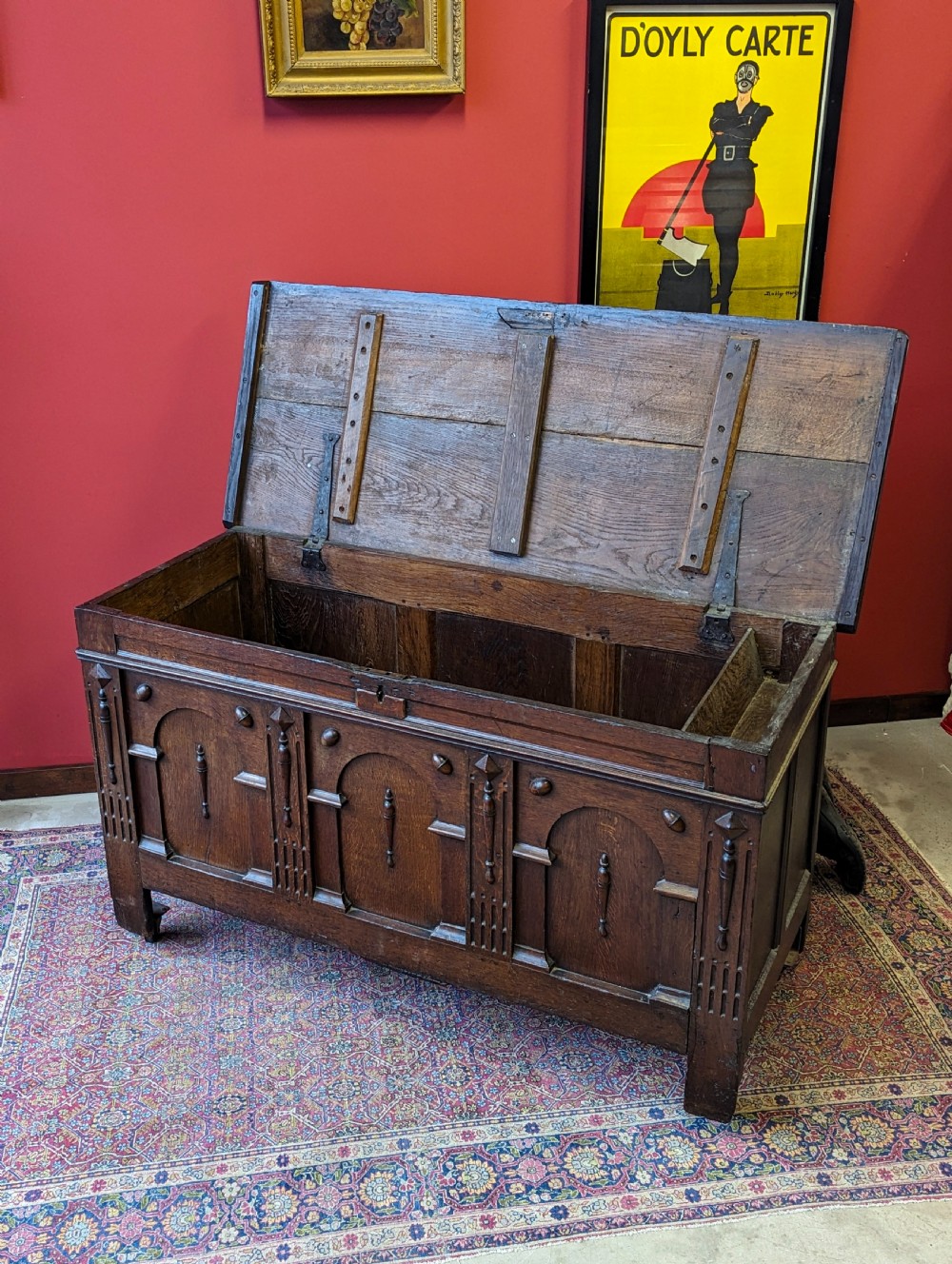 Antique Georgian Carved Oak Coffer View VIII