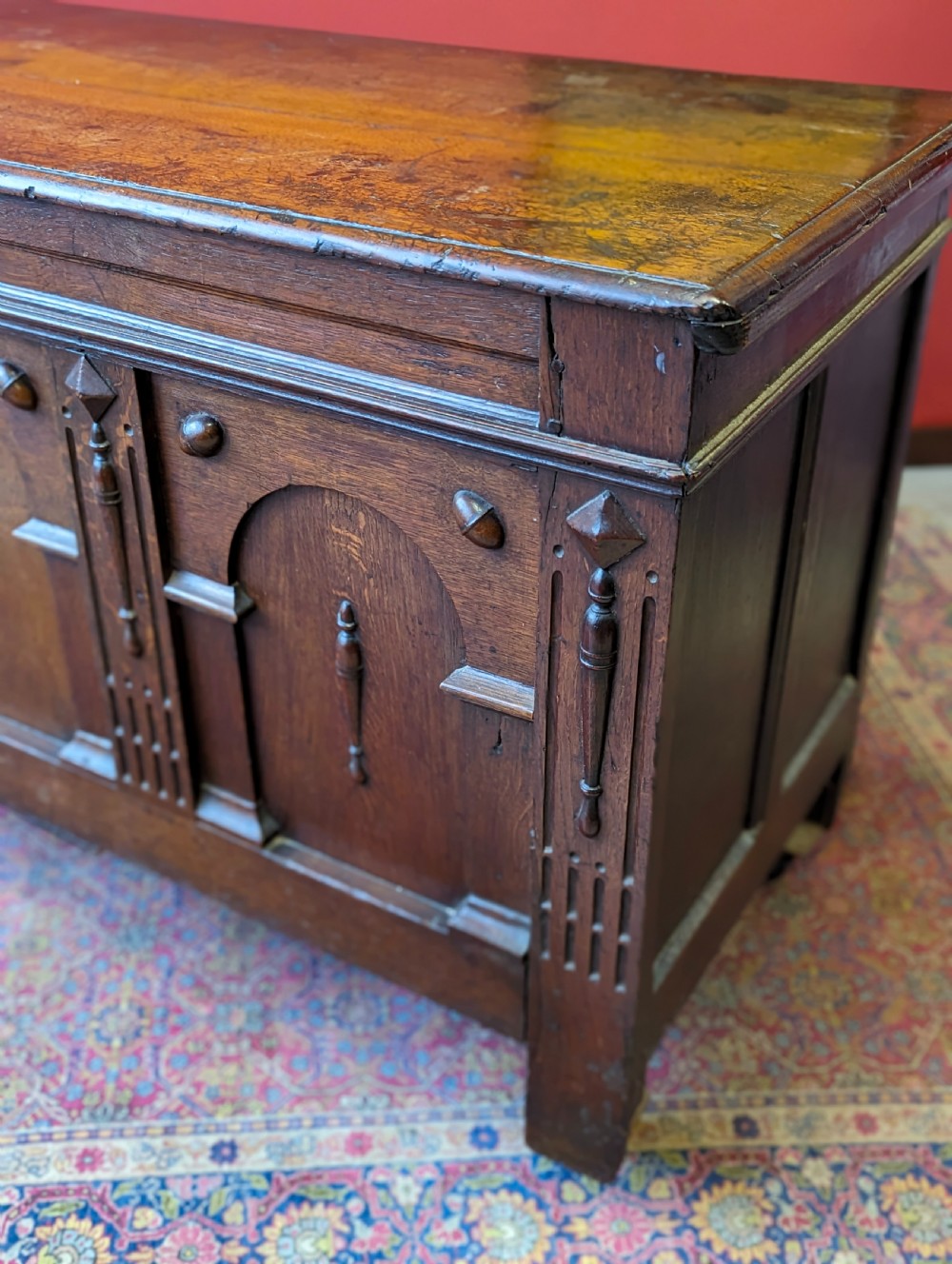 Antique Georgian Carved Oak Coffer View IX