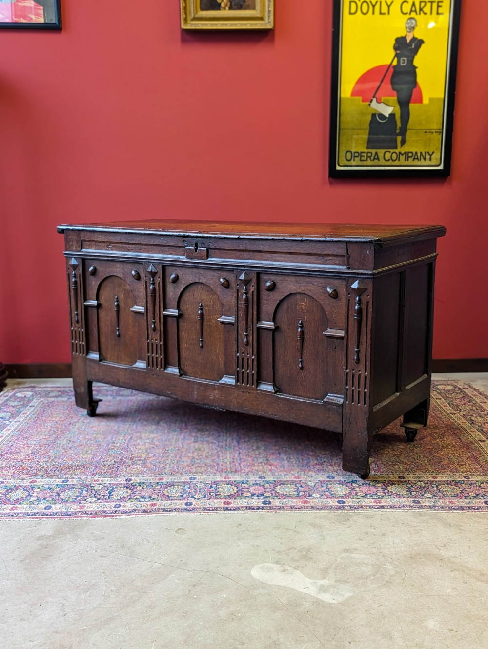 Antique Georgian Carved Oak Coffer View X