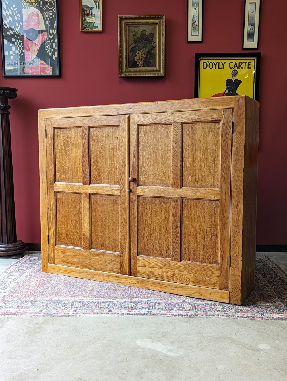 Antique Early 20th Century Large Light Oak Bookcase Cupboard View IX