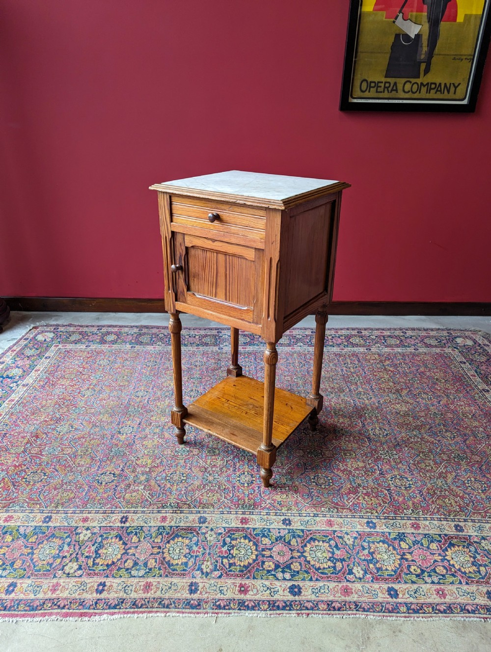 Antique French Pitch Pine Bedside Pot Cupboard