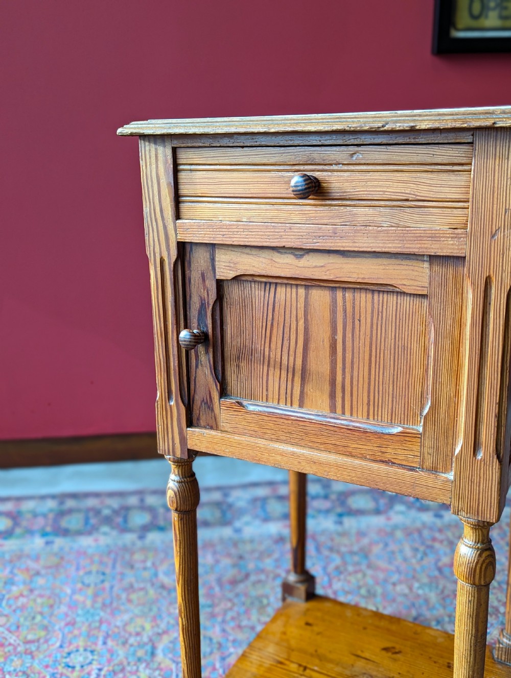 Antique French Pitch Pine Bedside Pot Cupboard View IV