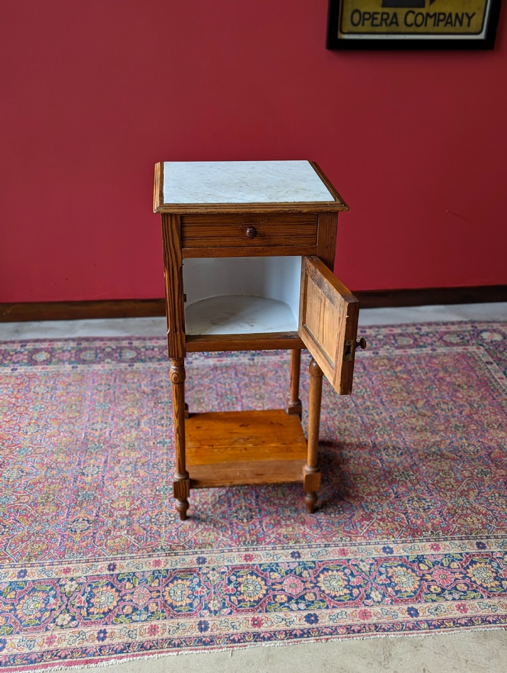 Antique French Pitch Pine Bedside Pot Cupboard View X