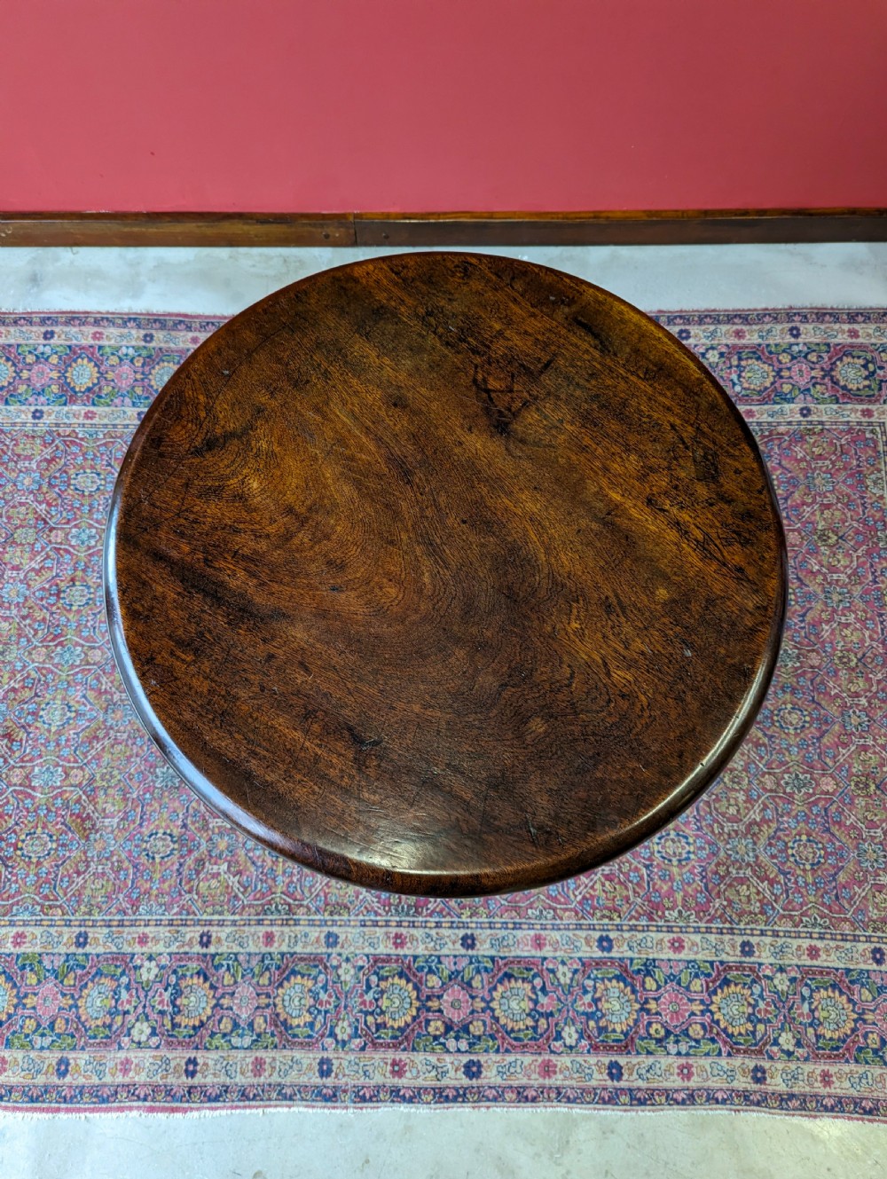 Antique Victorian Mahogany Topped Cast Iron Circular Pub Table View VI