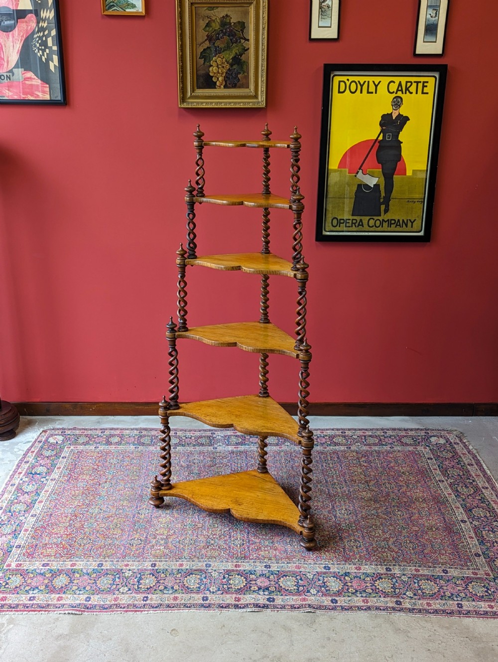 Antique 19th Century Tall Six Shelf Whatnot Stand View V