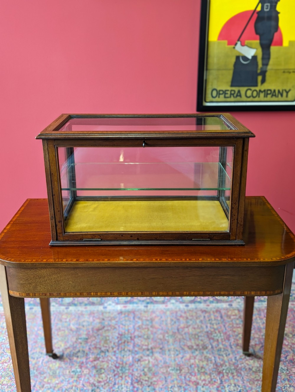 Antique Edwardian Inlaid Mahogany Glass Shop Counter Display Case View II