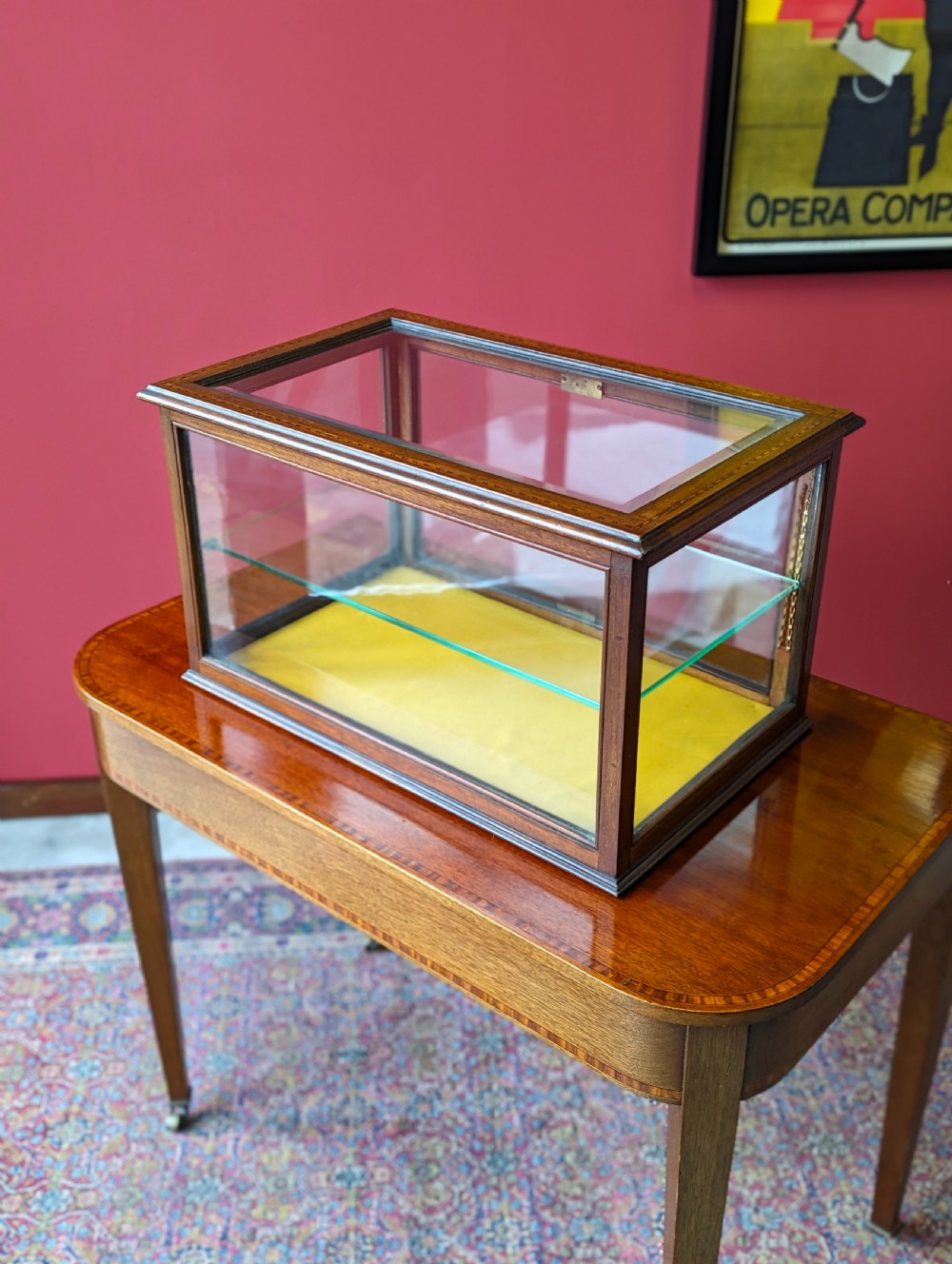 Antique Edwardian Inlaid Mahogany Glass Shop Counter Display Case View III