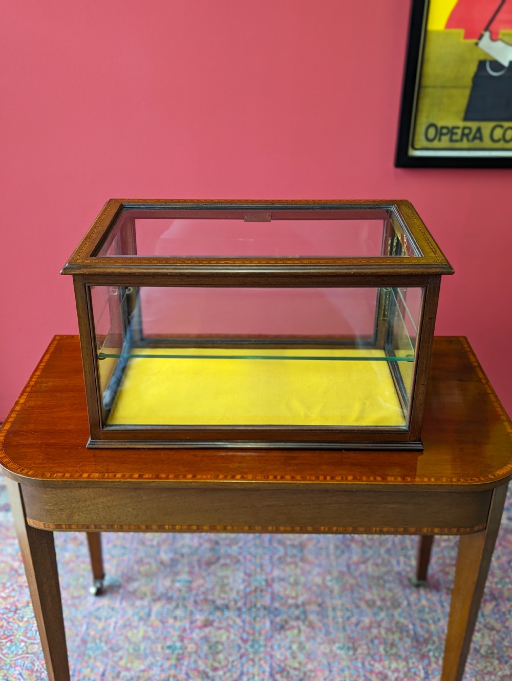 Antique Edwardian Inlaid Mahogany Glass Shop Counter Display Case View IX